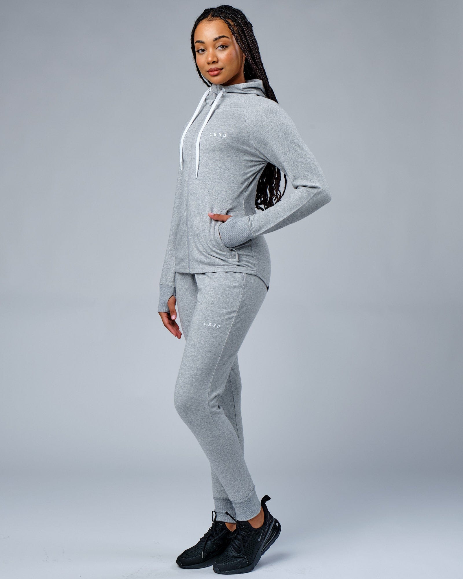 Model wearing PB Jogger - Lt Grey Marl