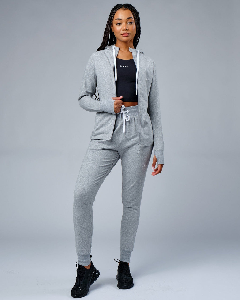 Model wearing PB Jogger - Lt Grey Marl