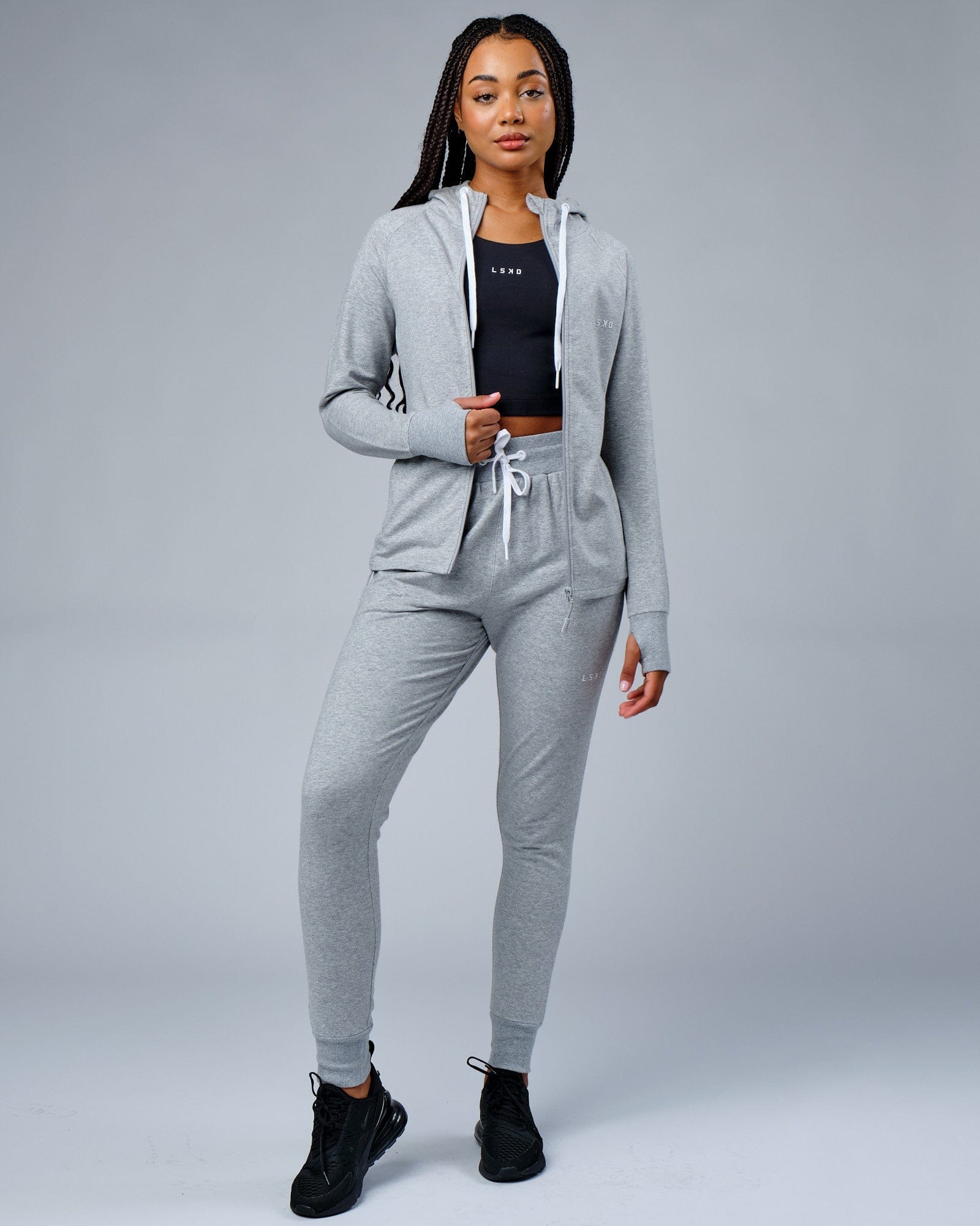 Model wearing PB Jogger - Lt Grey Marl