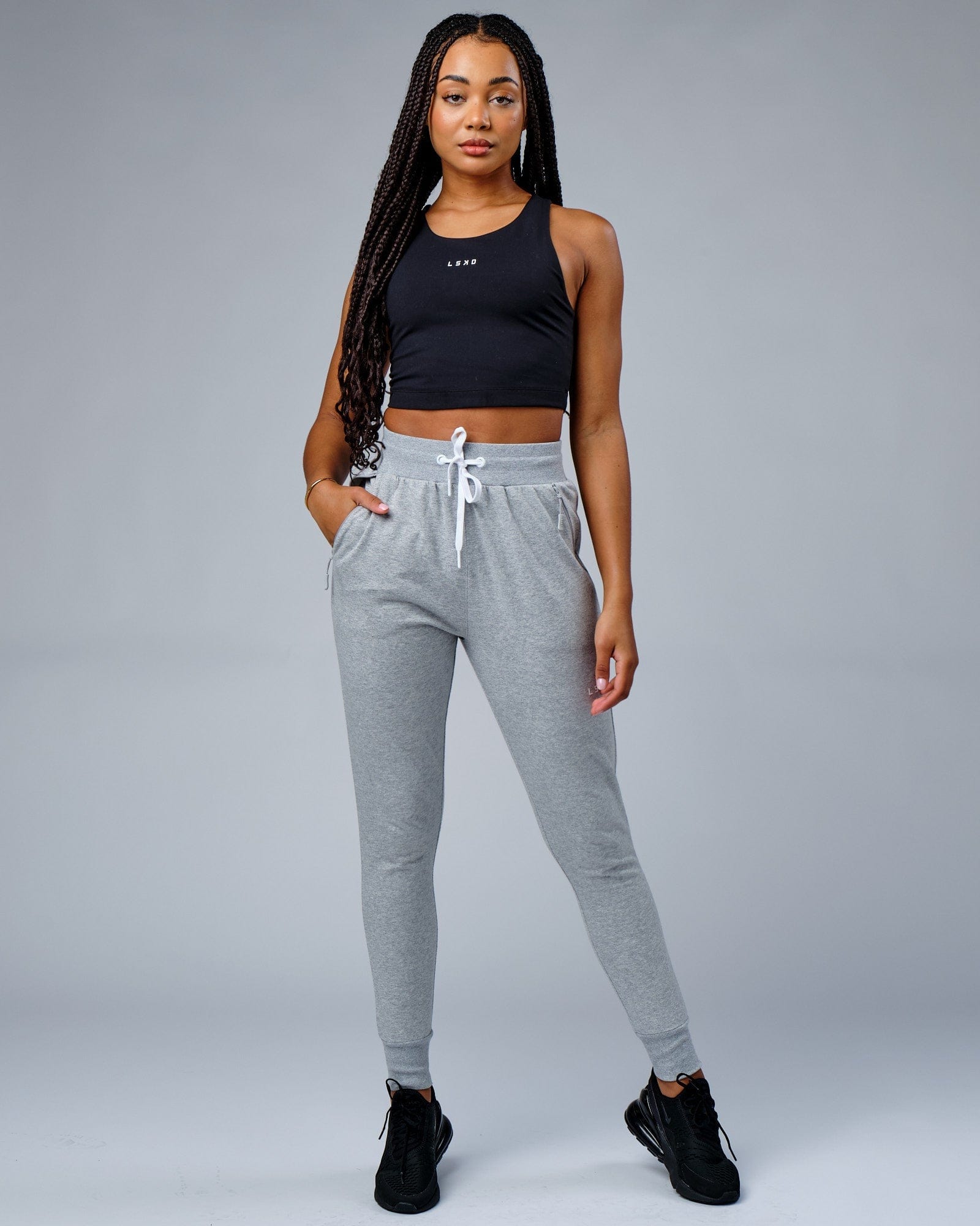 Model wearing PB Jogger - Lt Grey Marl