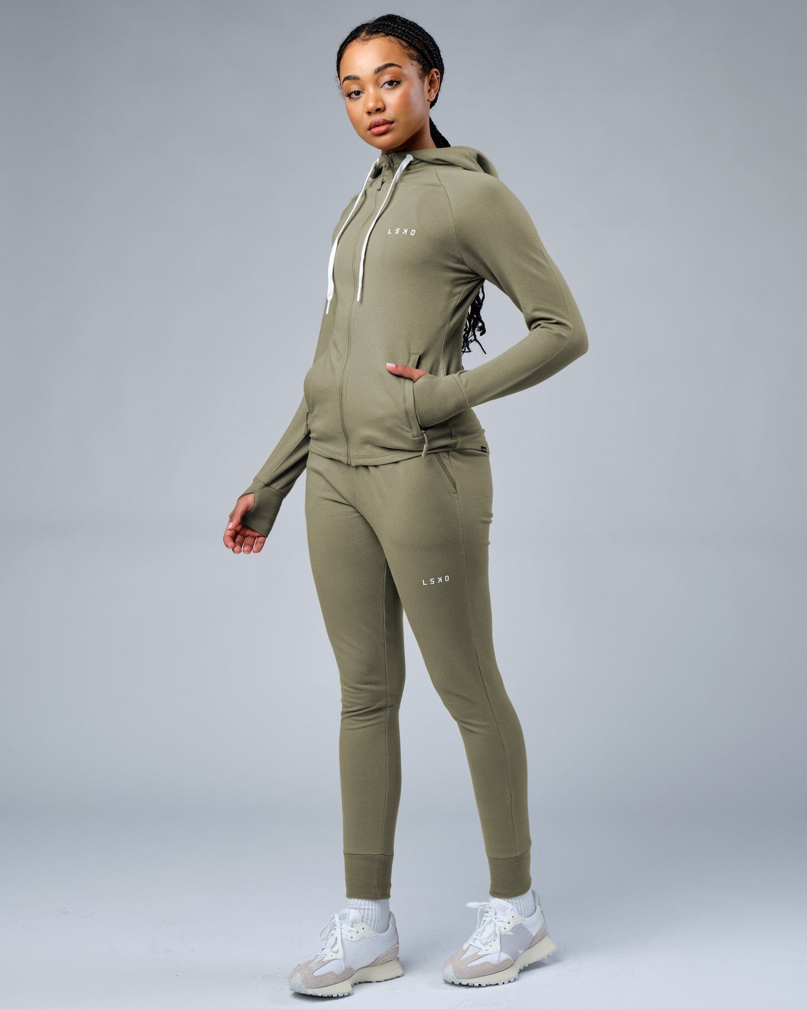 Model wearing PB Jogger - Dusty Olive