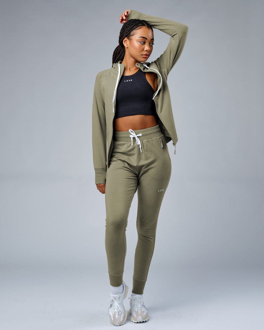 Model wearing PB Jogger - Dusty Olive