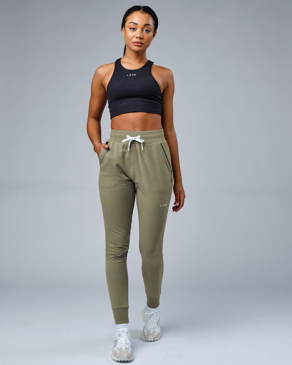 Model wearing PB Jogger - Dusty Olive