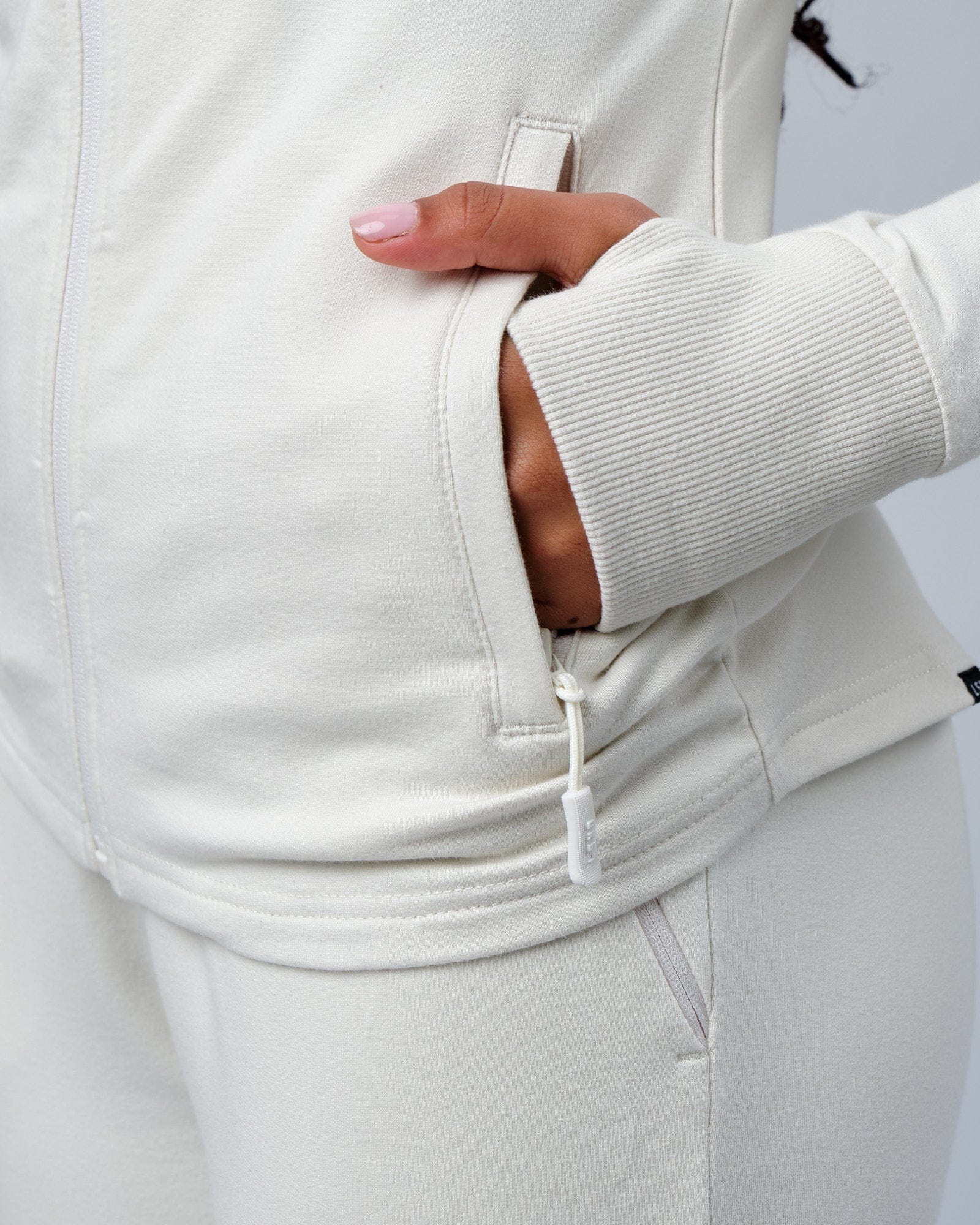 Model wearing PB Zip Through Hoodie - Bone