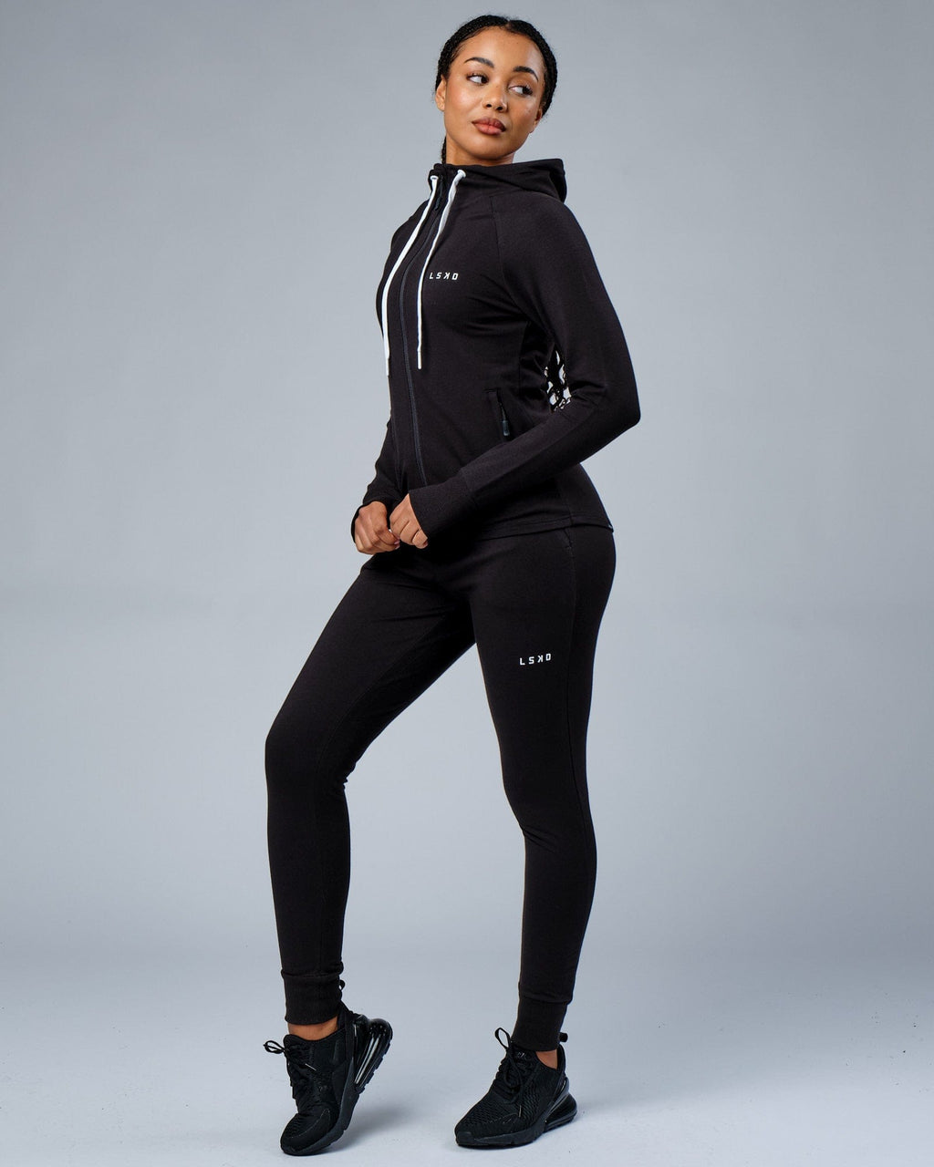 Model wearing PB Zip Through Hoodie - Black