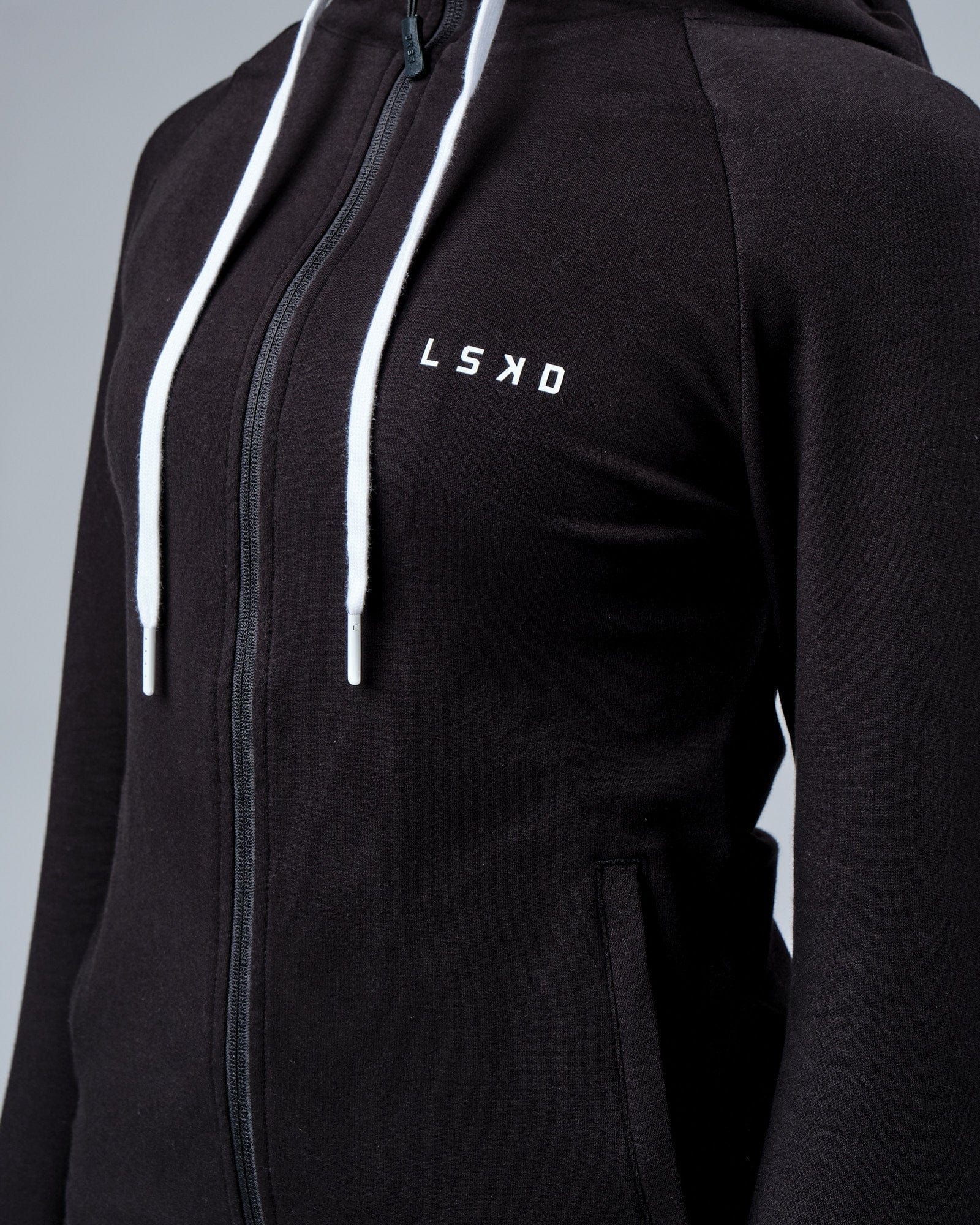 Model wearing PB Zip Through Hoodie - Black