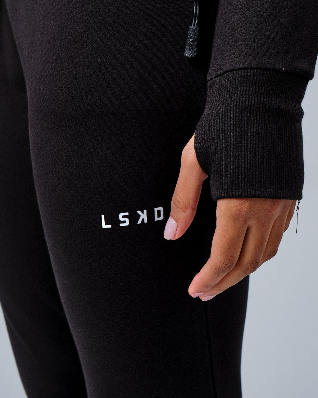 Model wearing PB Zip Through Hoodie - Black