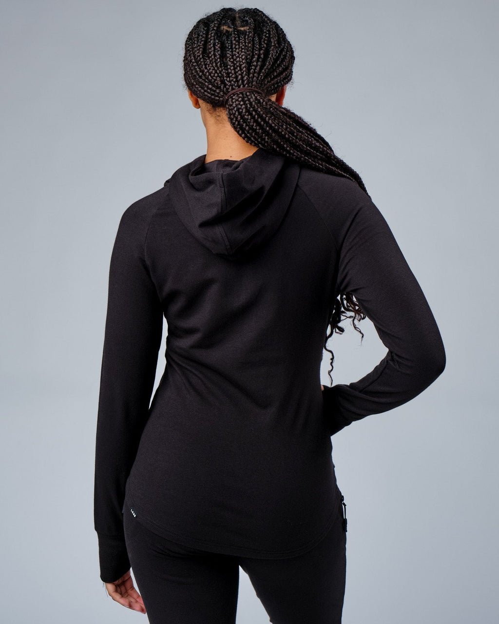 Model wearing PB Zip Through Hoodie - Black