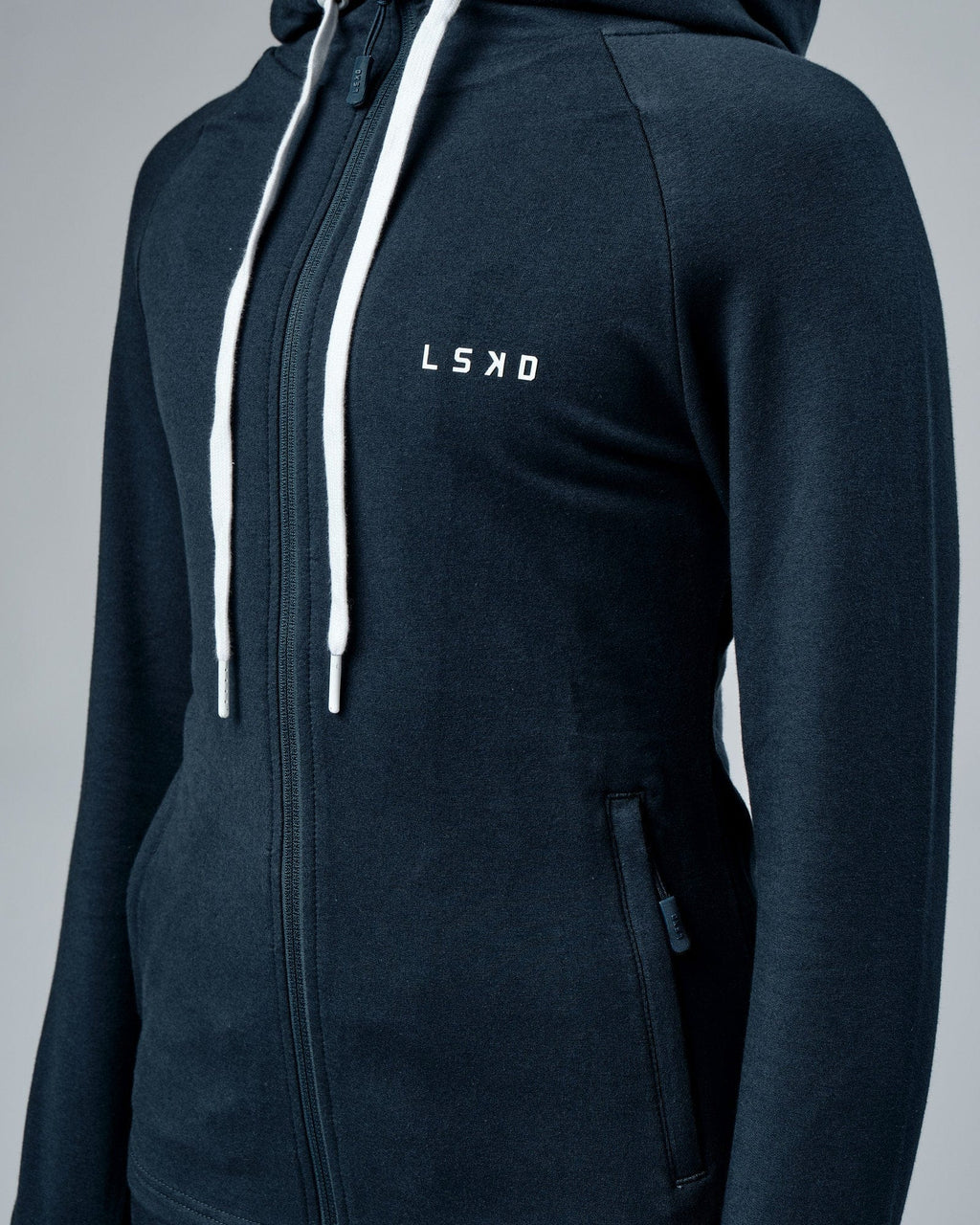 Model wearing PB Zip Through Hoodie - Carbon