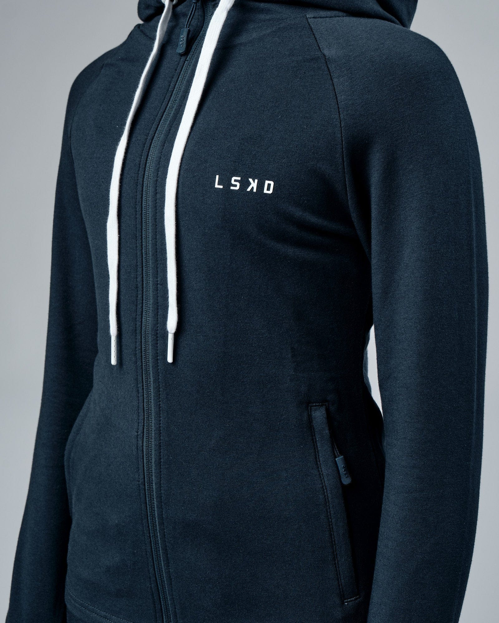 Model wearing PB Zip Through Hoodie - Carbon