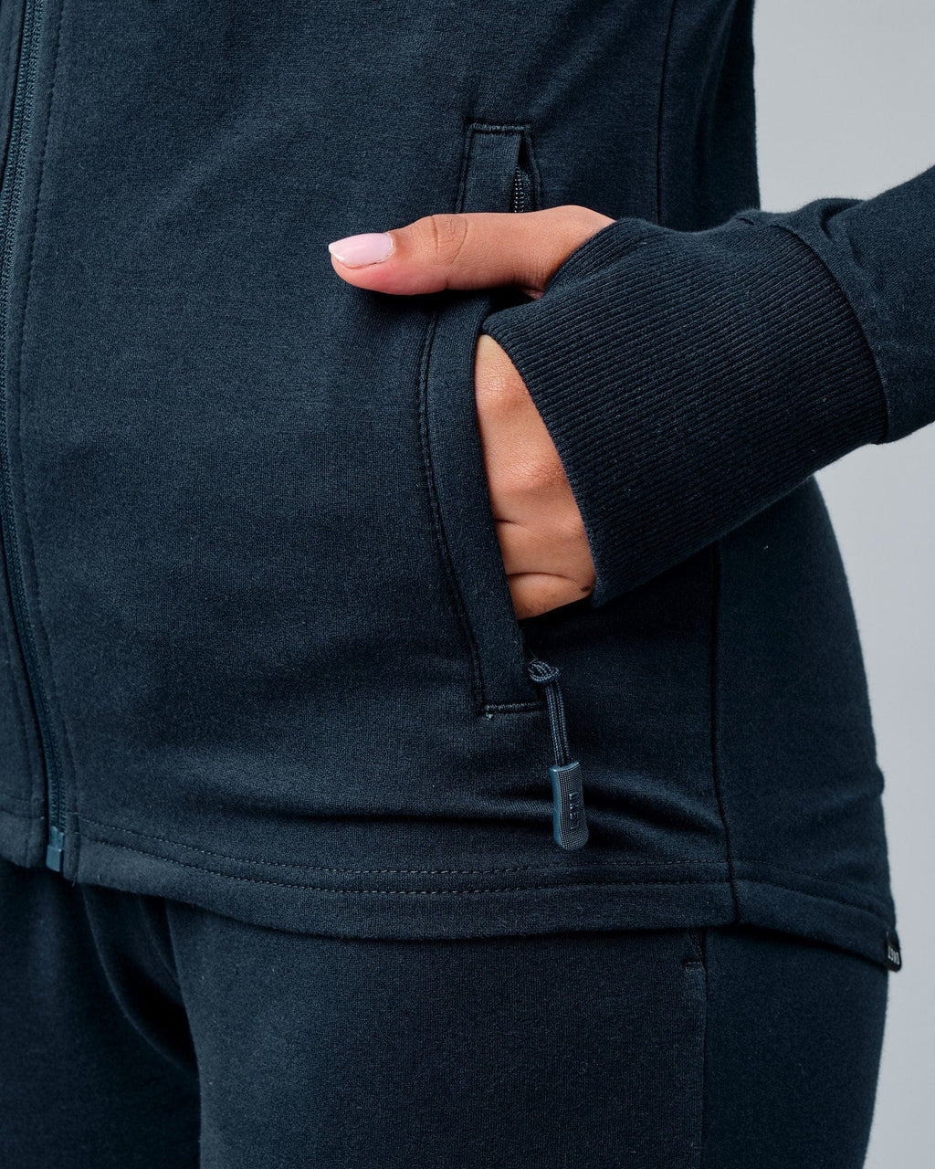 Model wearing PB Zip Through Hoodie - Carbon