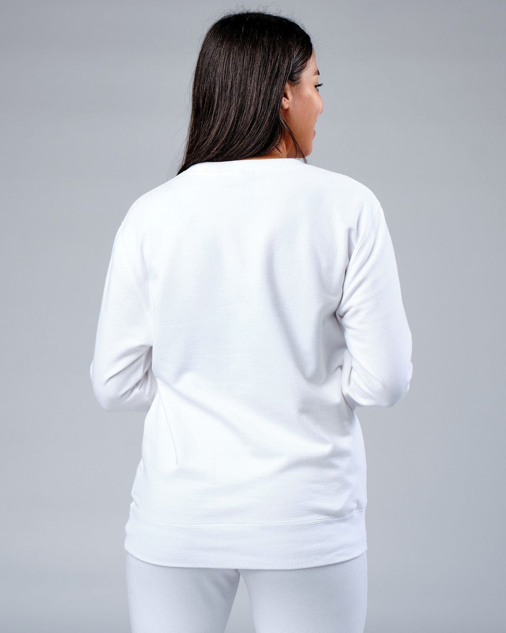 Model wearing Unisex Rival FLXFleece Training Fit Sweater - White