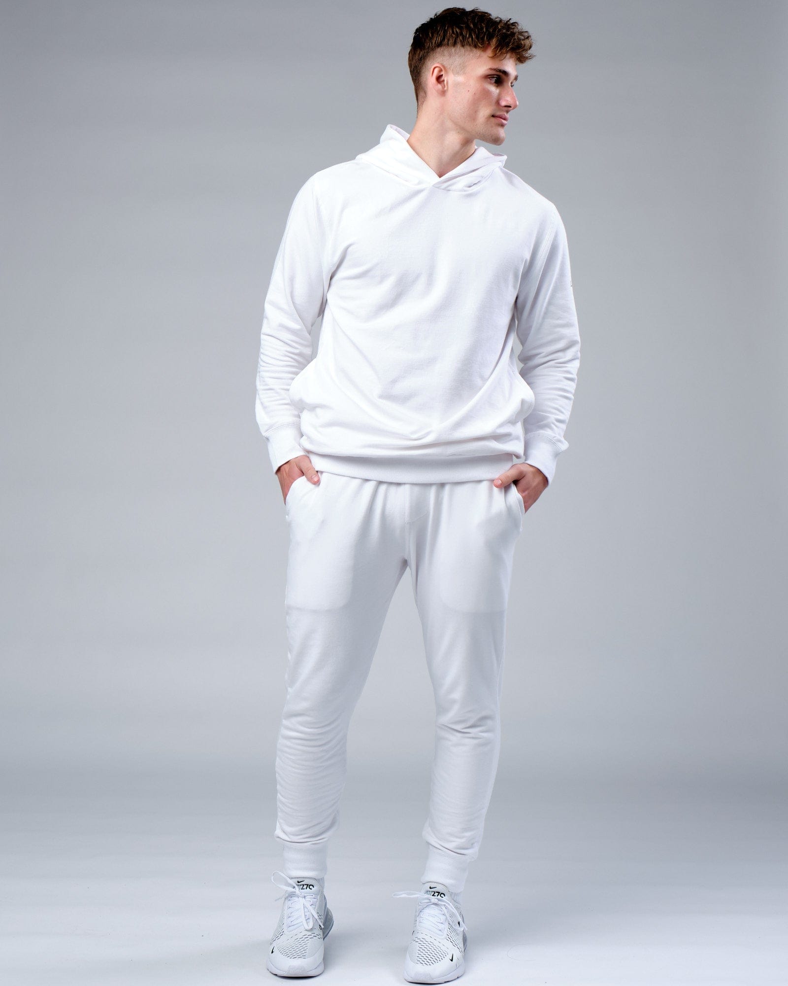 Model wearing Rival FLXFleece Training Fit Hoodie - White