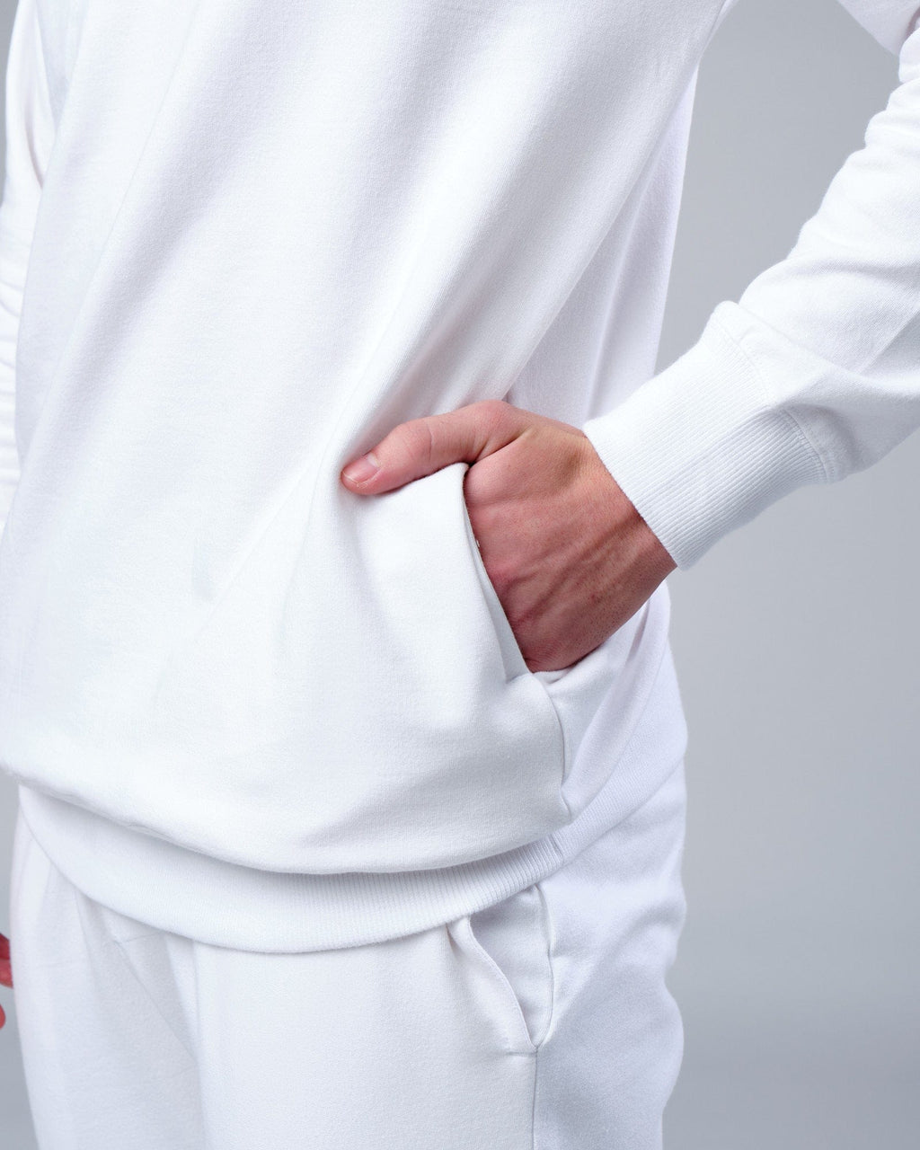 Model wearing Rival FLXFleece Training Fit Hoodie - White