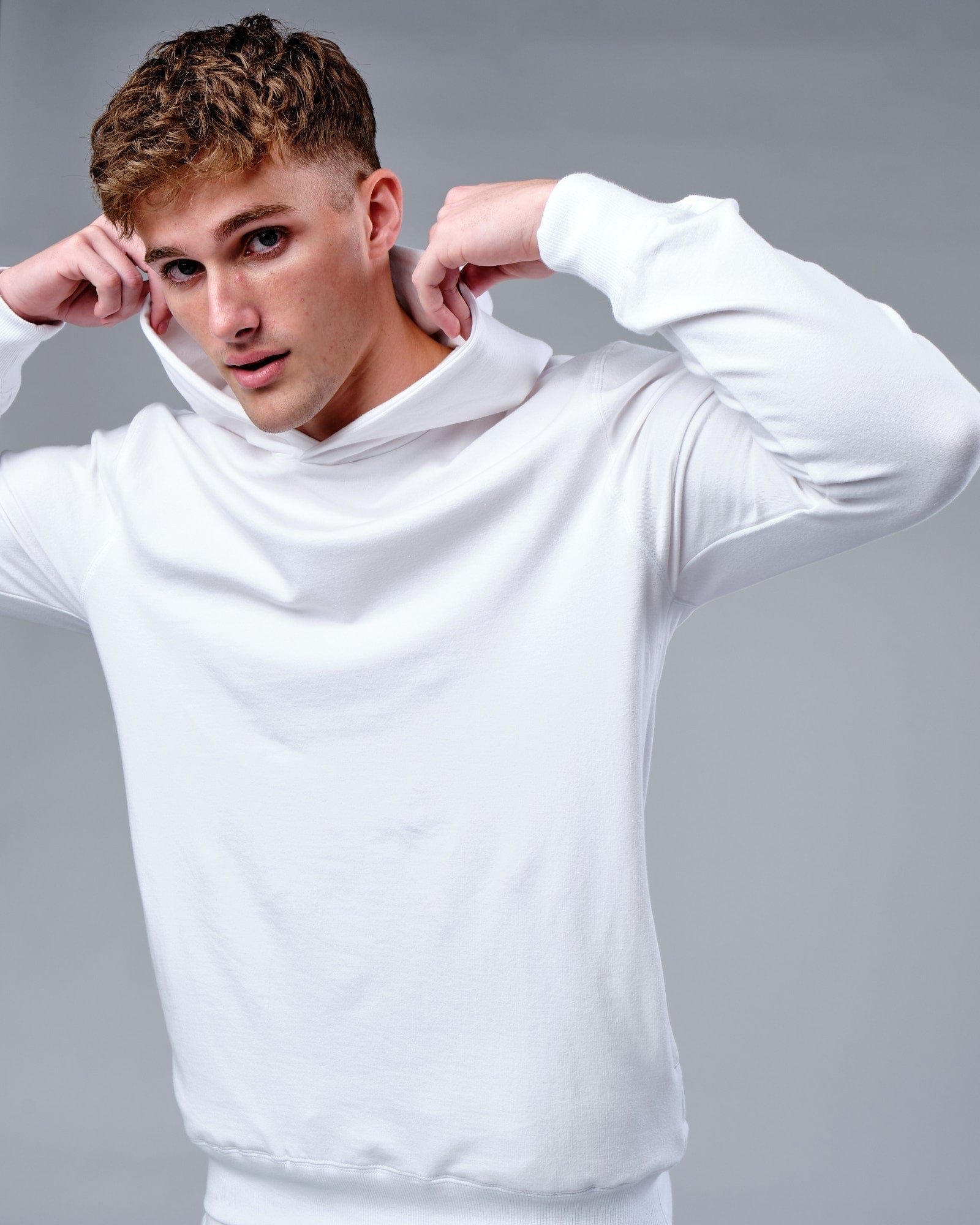 Model wearing Rival FLXFleece Training Fit Hoodie - White