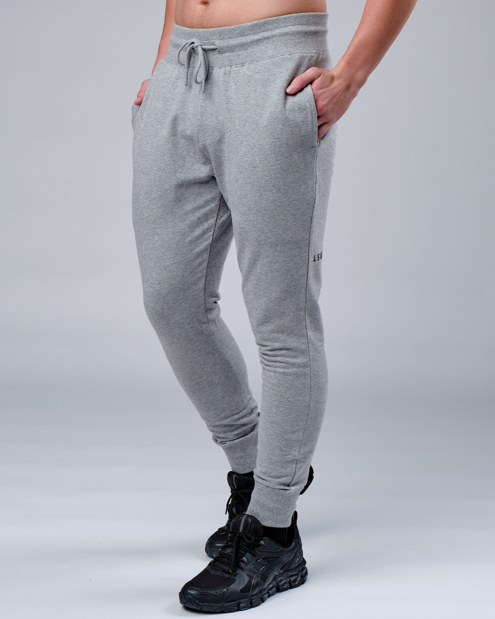 Model wearing Rival FLXFleece Track Pant - Lt Grey Marl