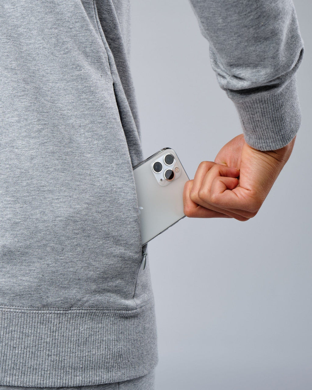 Model wearing Rival FLXFleece Training Fit Hoodie - Lt Grey Marl