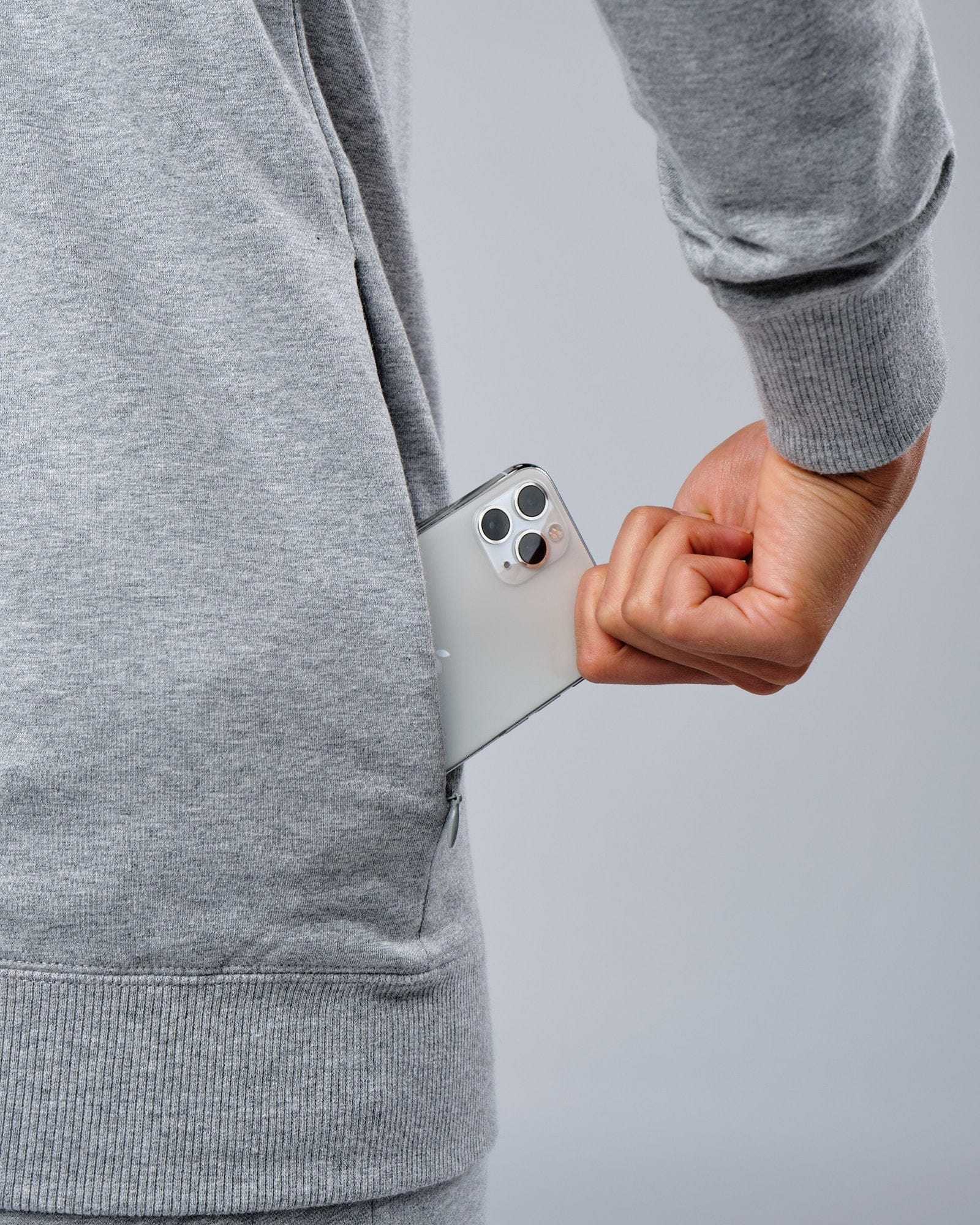 Model wearing Rival FLXFleece Training Fit Hoodie - Lt Grey Marl