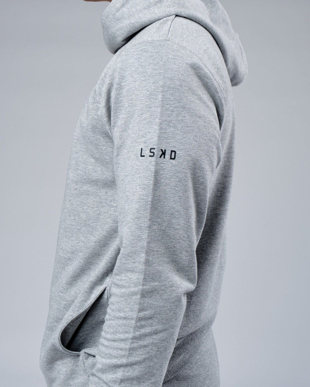 Model wearing Rival FLXFleece Training Fit Hoodie - Lt Grey Marl