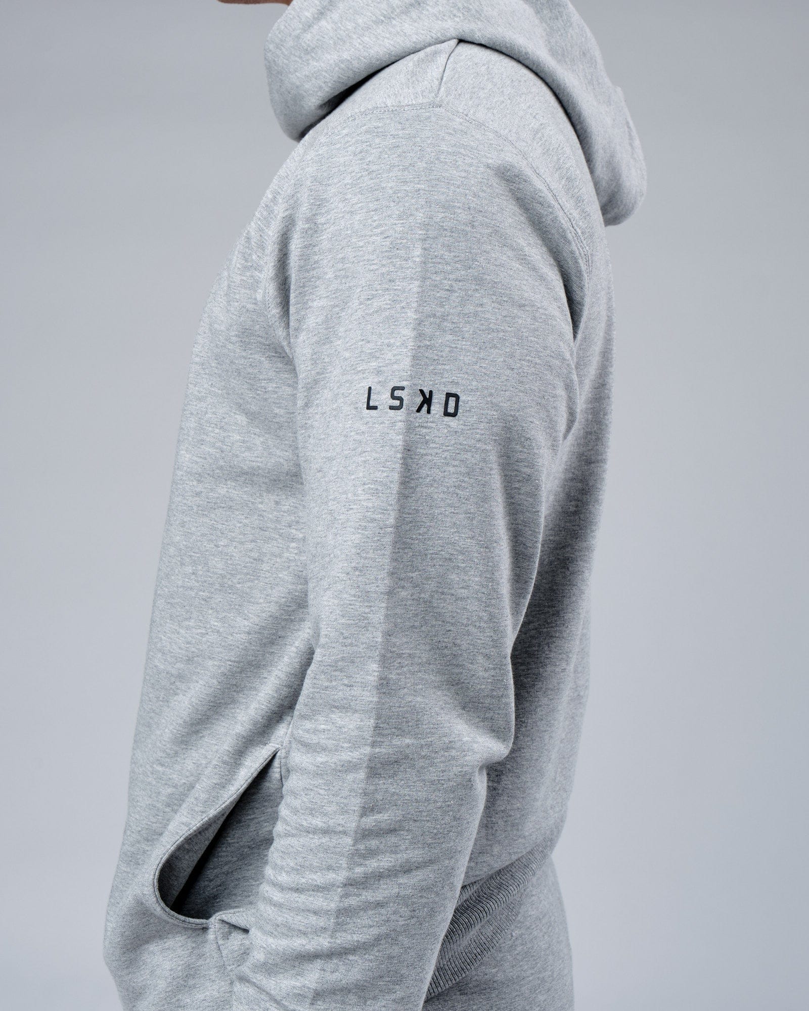 Model wearing Rival FLXFleece Training Fit Hoodie - Lt Grey Marl