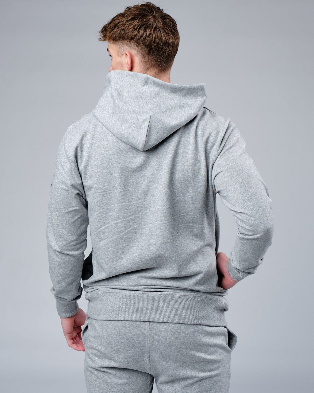 Model wearing Rival FLXFleece Training Fit Hoodie - Lt Grey Marl
