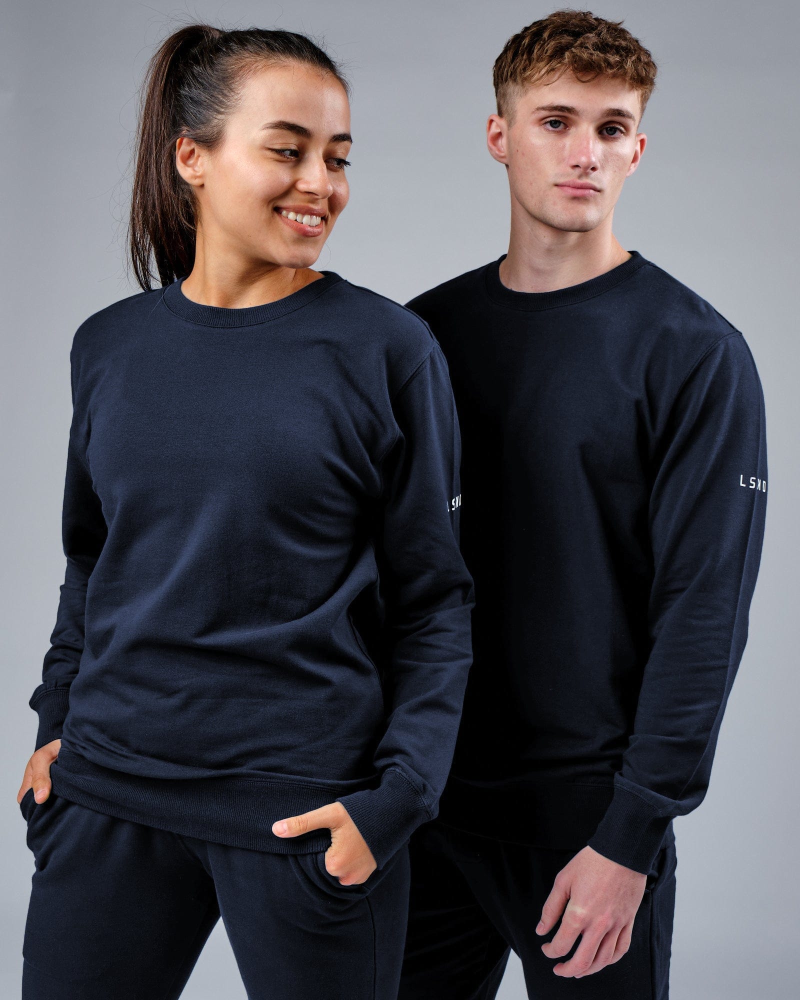 Model wearing Unisex Rival FLXFleece Training Fit Sweater - Carbon