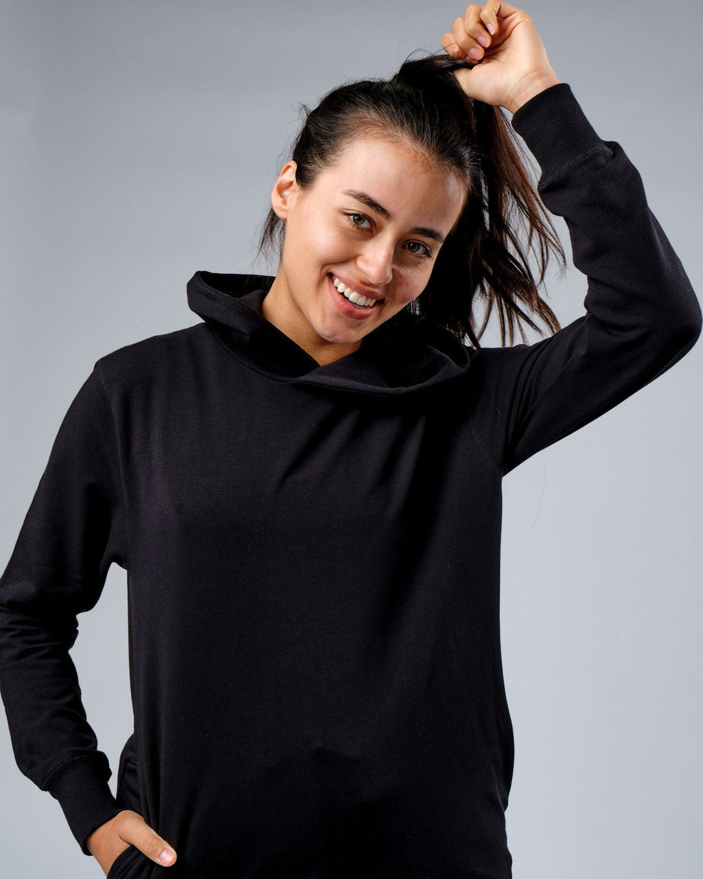 Model wearing Unisex Rival FLXFleece Training Fit Hoodie - Black