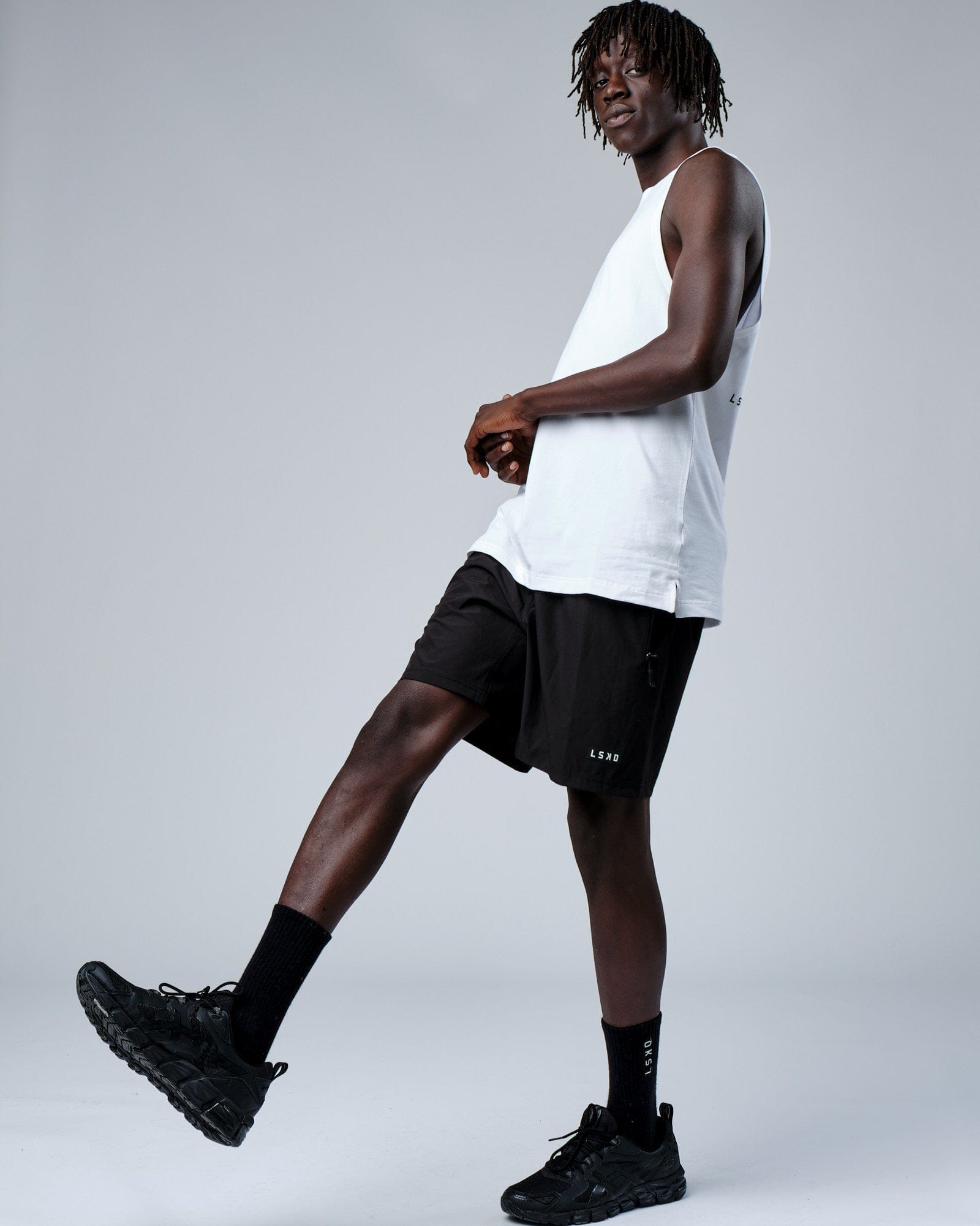 Model wearing Rival FLXCotton Training Fit Tank - White