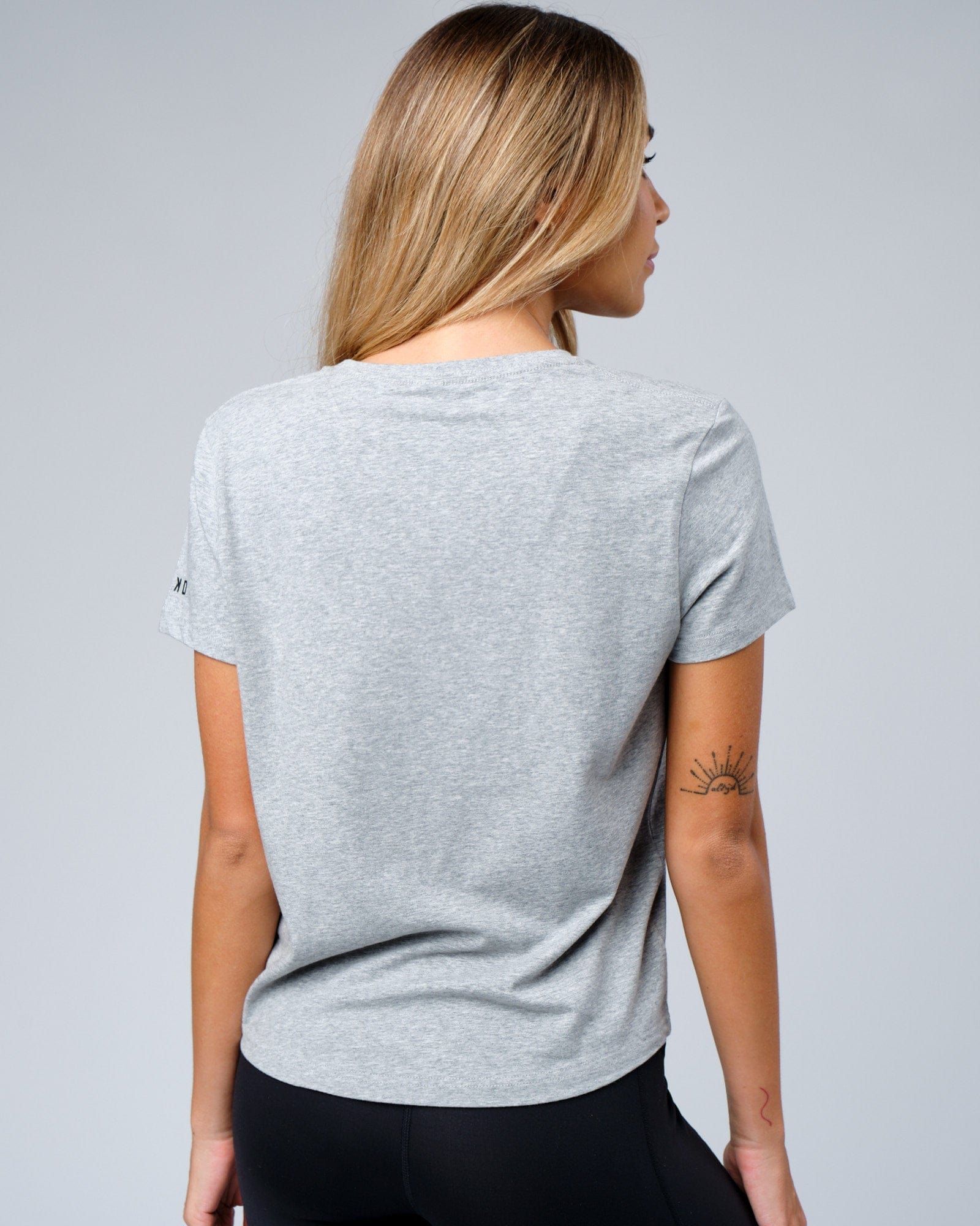 Model wearing Rival FLXCotton Tee - Lt Grey Marl