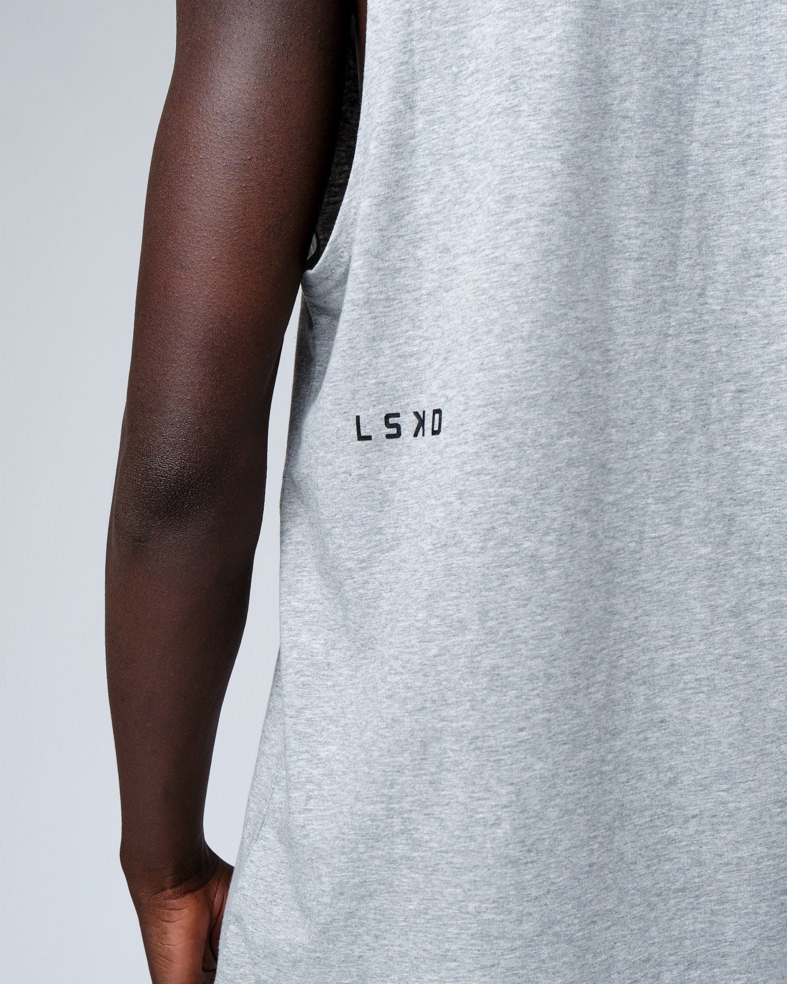 Model wearing Rival FLXCotton Training Fit Tank - Lt Grey Marl