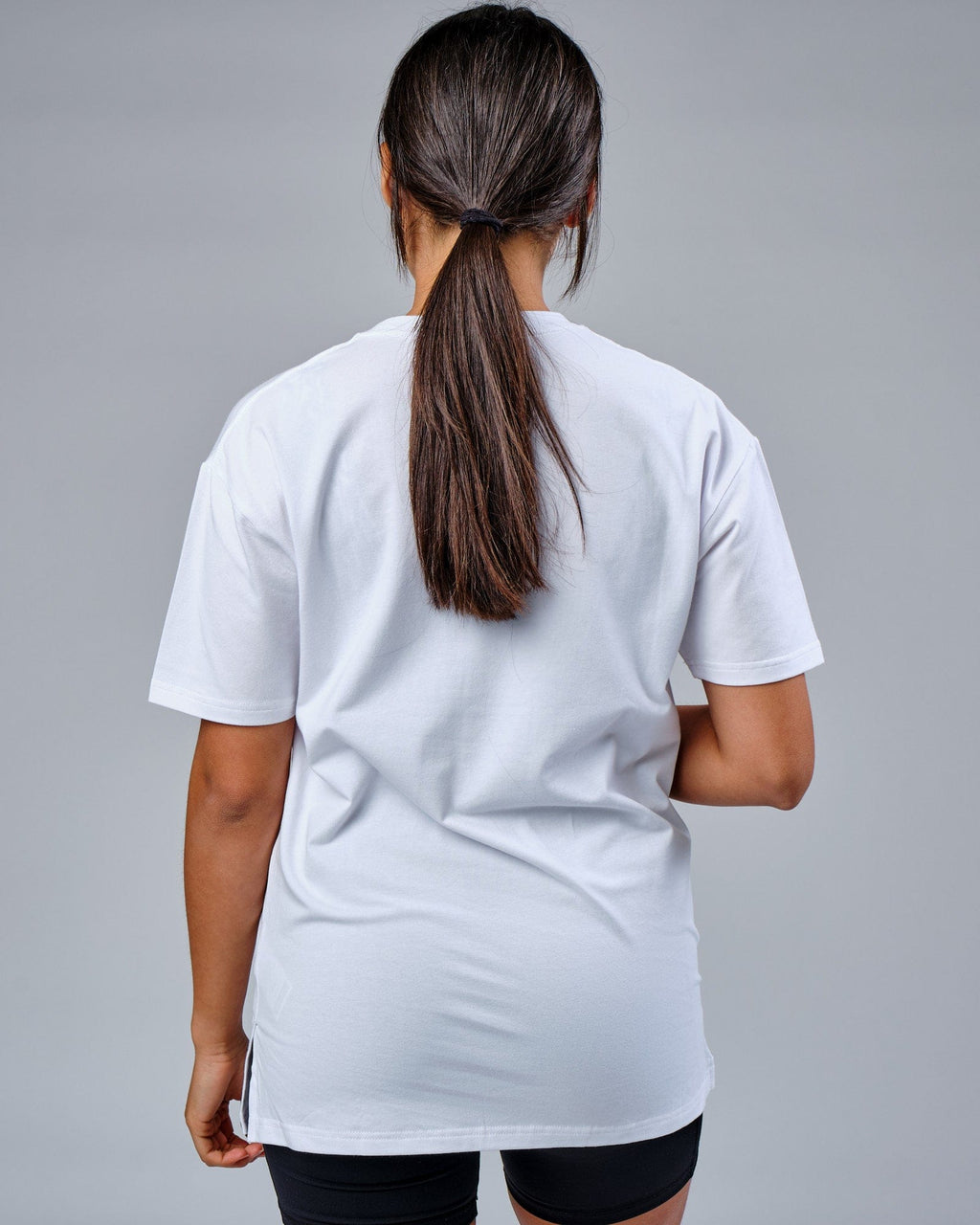 Model wearing Unisex Mood FLXCotton Tee Oversize - White-Black