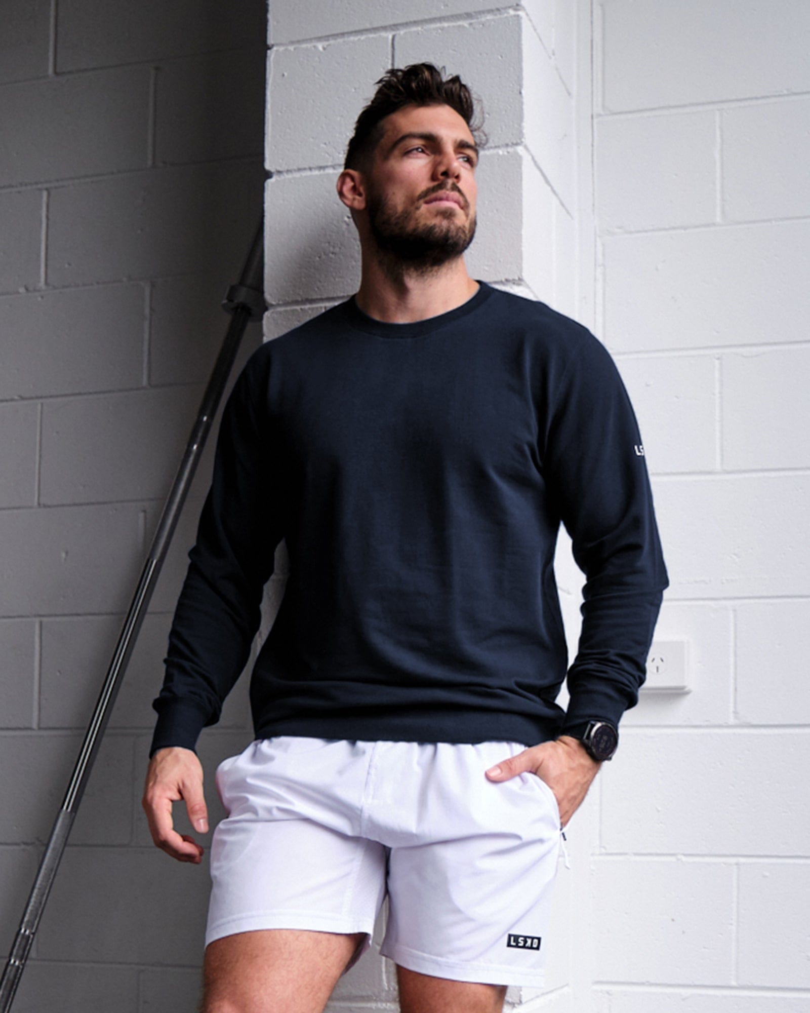 Model wearing Rival FLXFleece Training Fit Sweater - Carbon