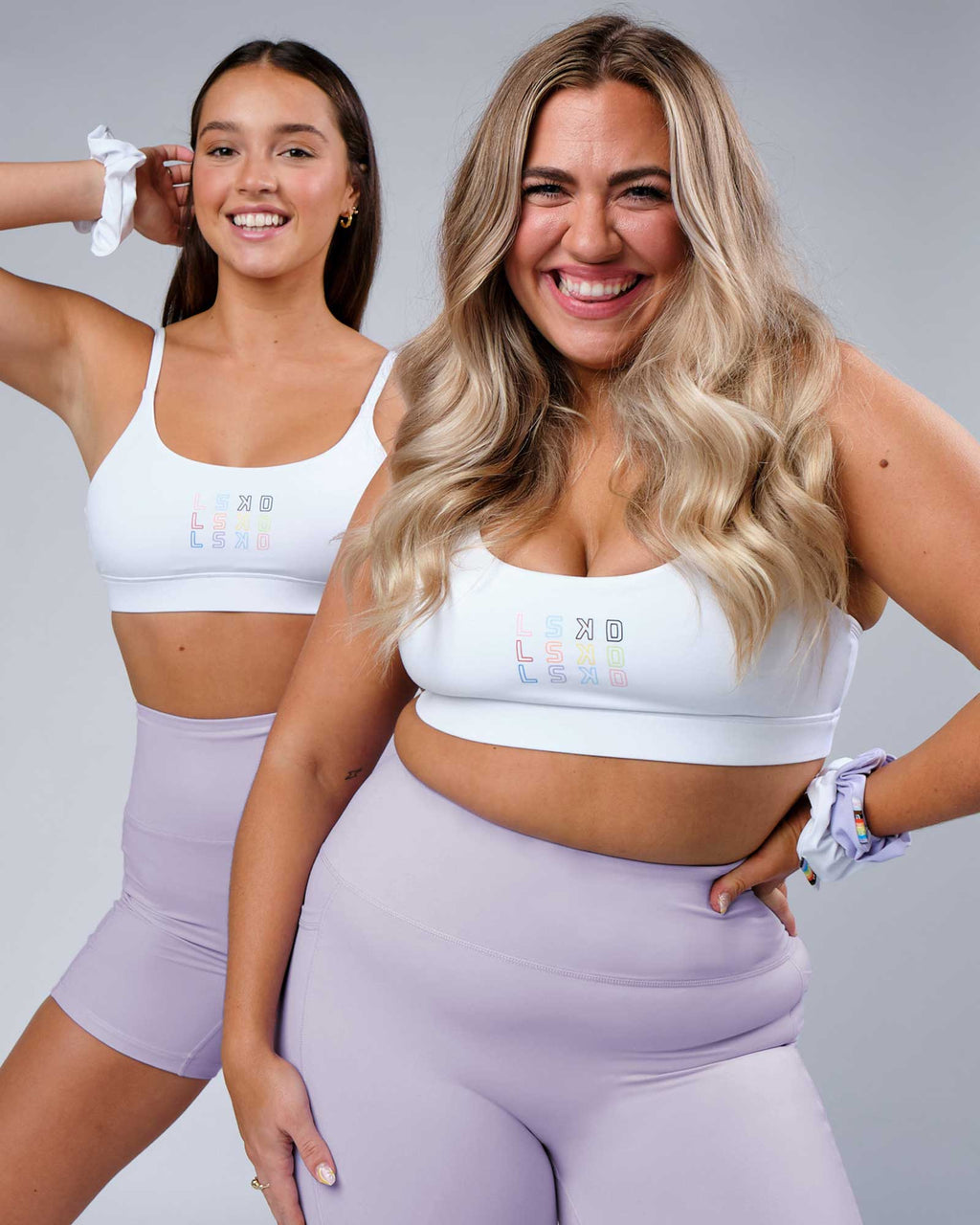 Model wearing Progress Recycled Sports Bra - White