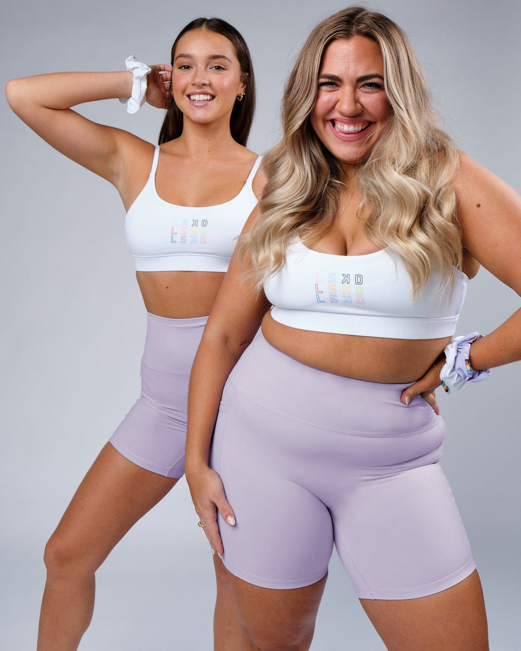 Model wearing Progress Recycled Mid Short Tight - Lavender