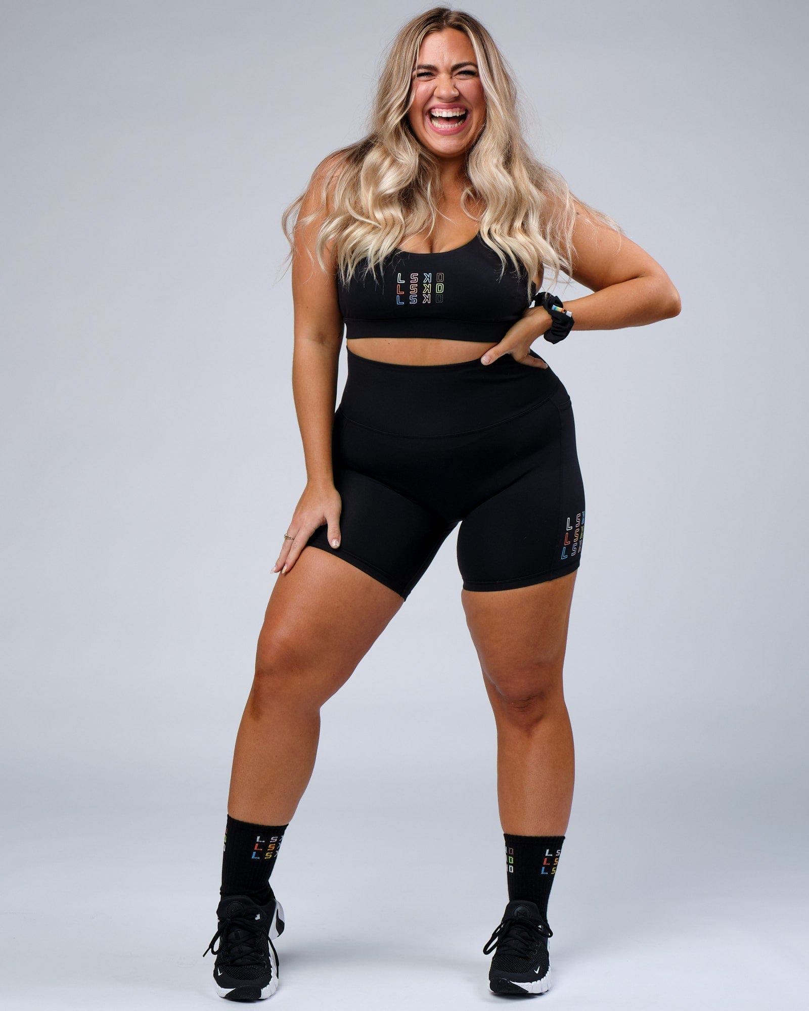 Model wearing Progress Sports Bra - Black