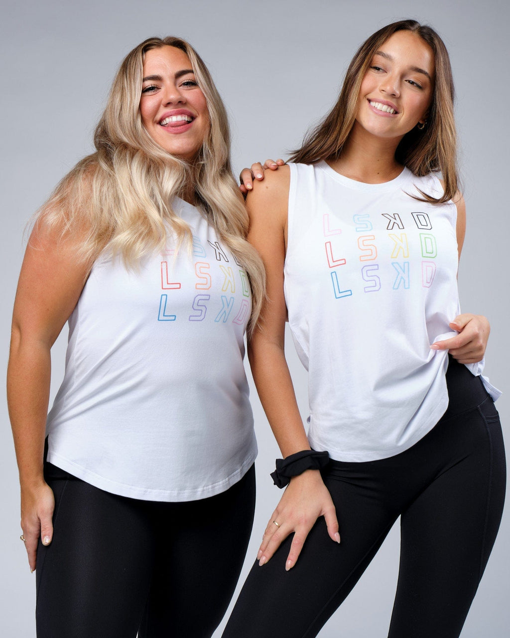 Model wearing Progress FLXCotton Tank - White