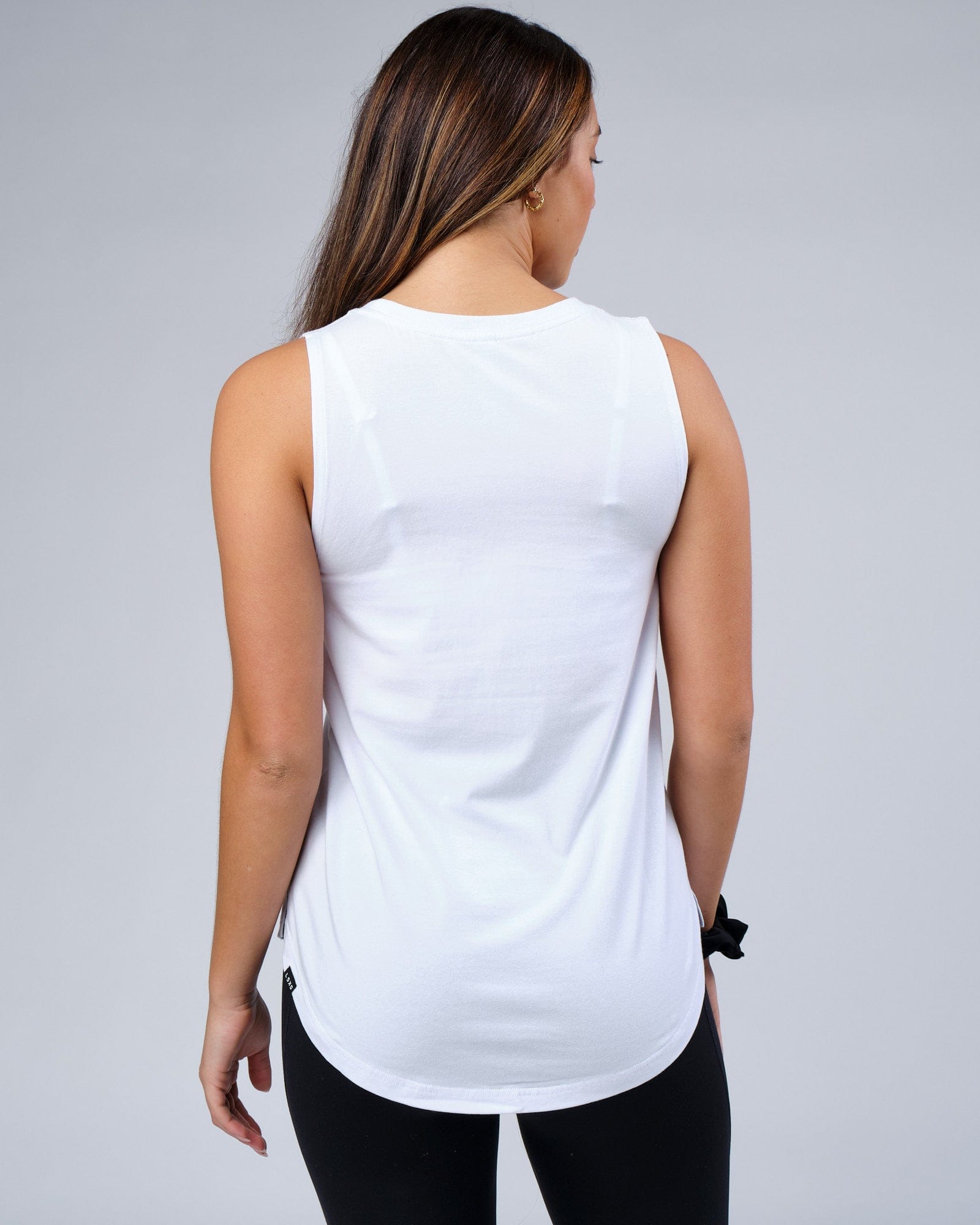 Model wearing Progress FLXCotton Tank - White