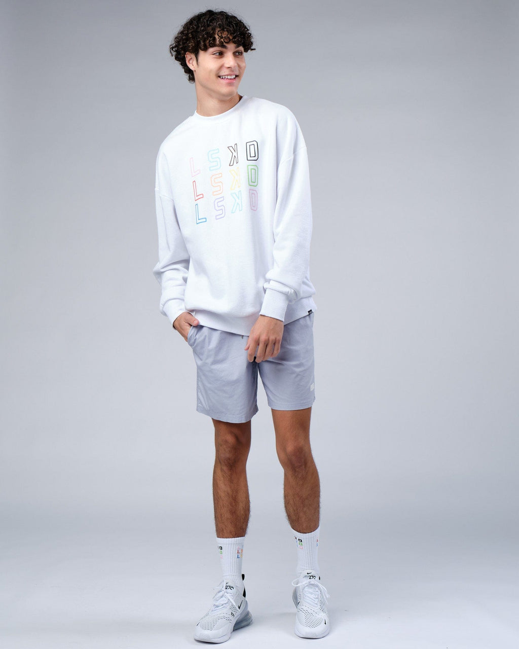 Model wearing Progress Sweater Oversize - White
