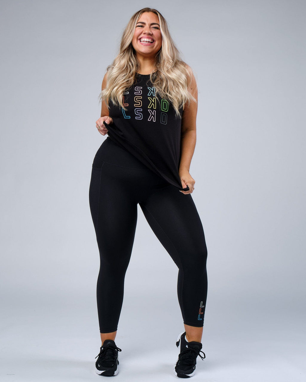 Model wearing Progress FLXCotton Tank - Black