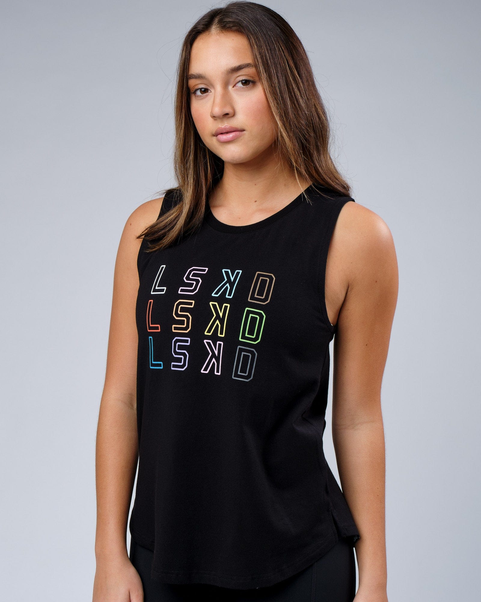 Model wearing Progress FLXCotton Tank - Black