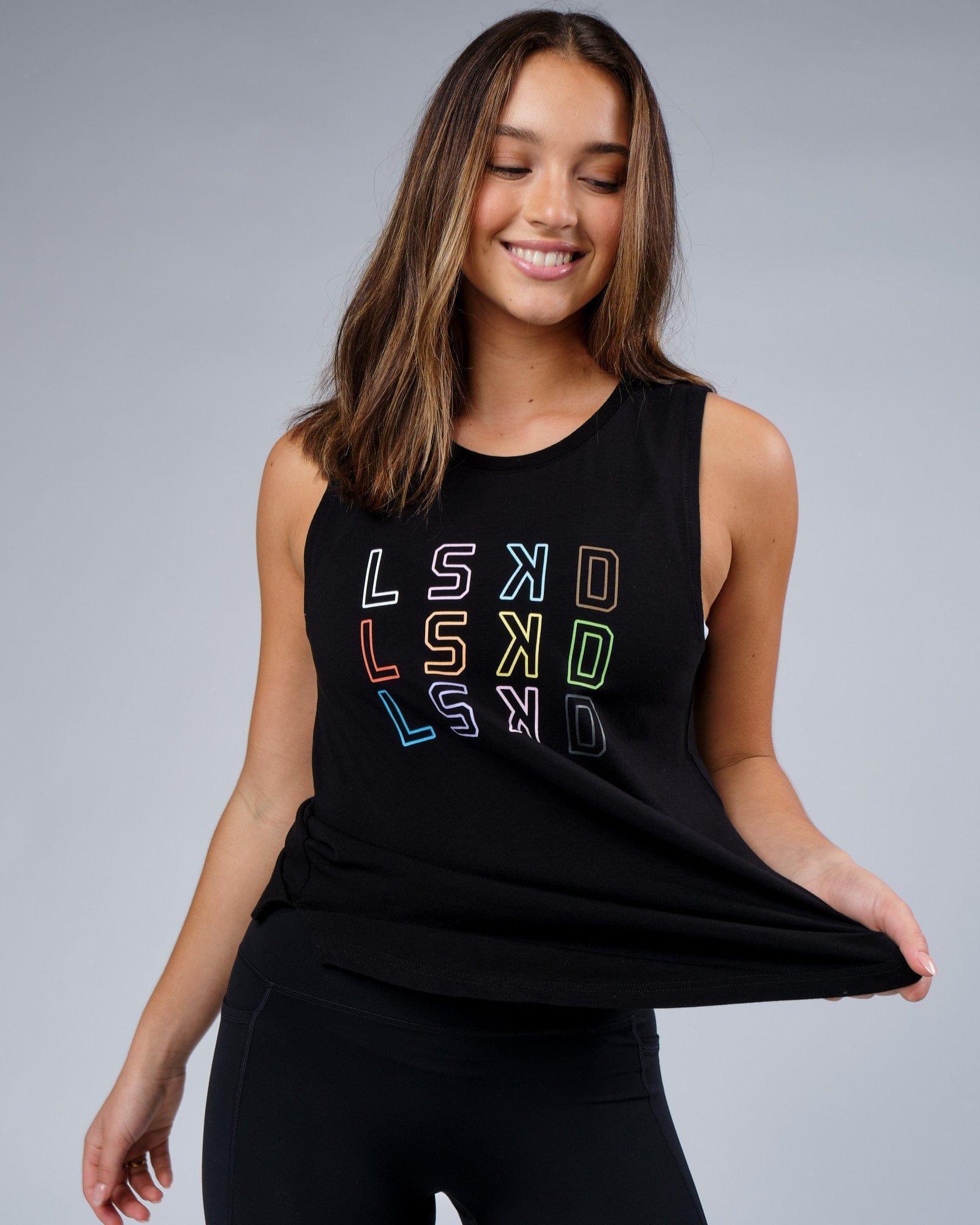 Model wearing Progress FLXCotton Tank - Black