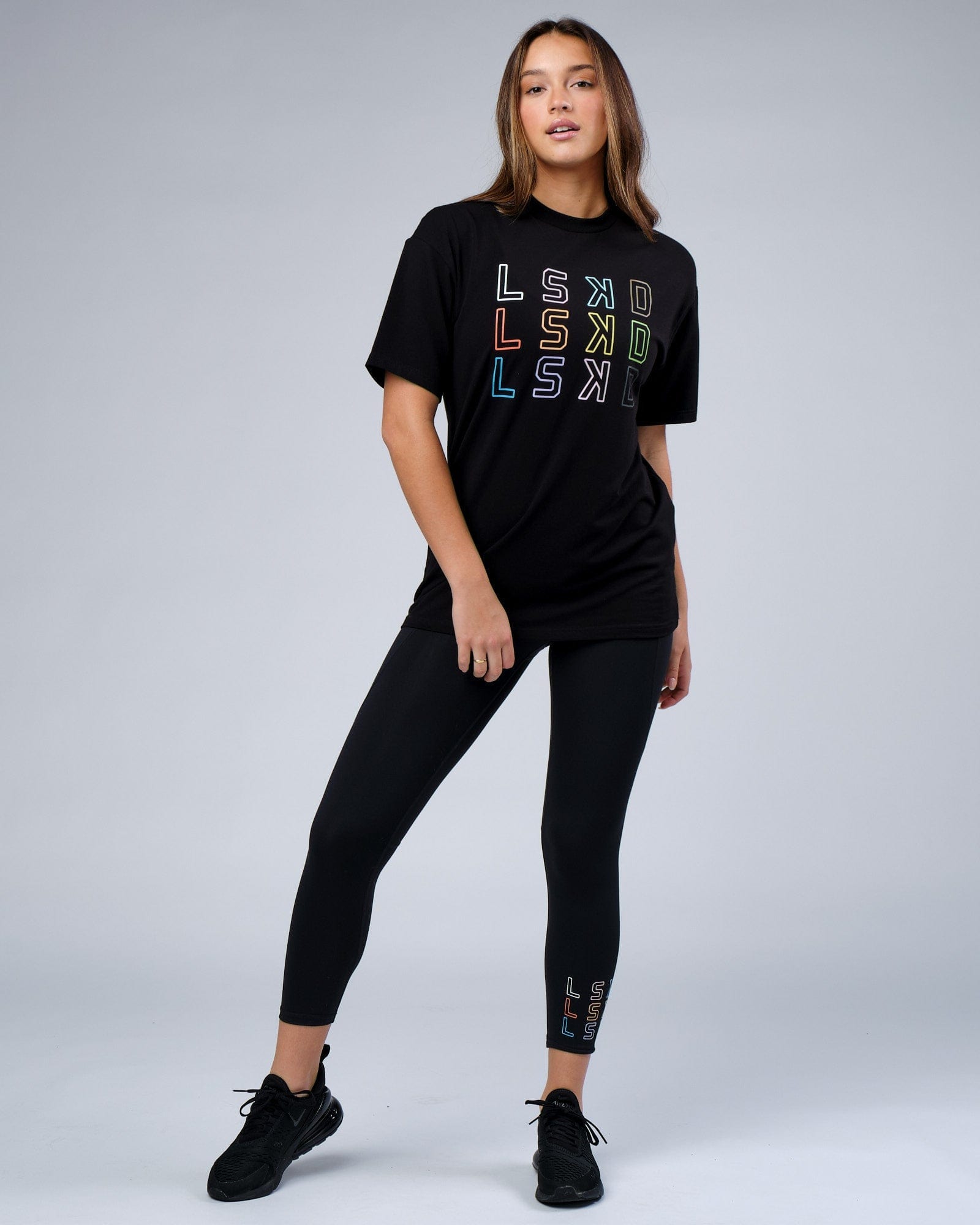 Model wearing Progress 7/8 Length Tight - Black