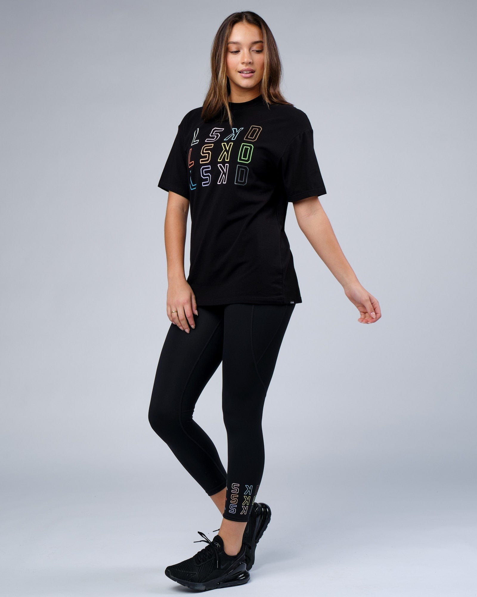 Model wearing Progress 7/8 Length Tight - Black