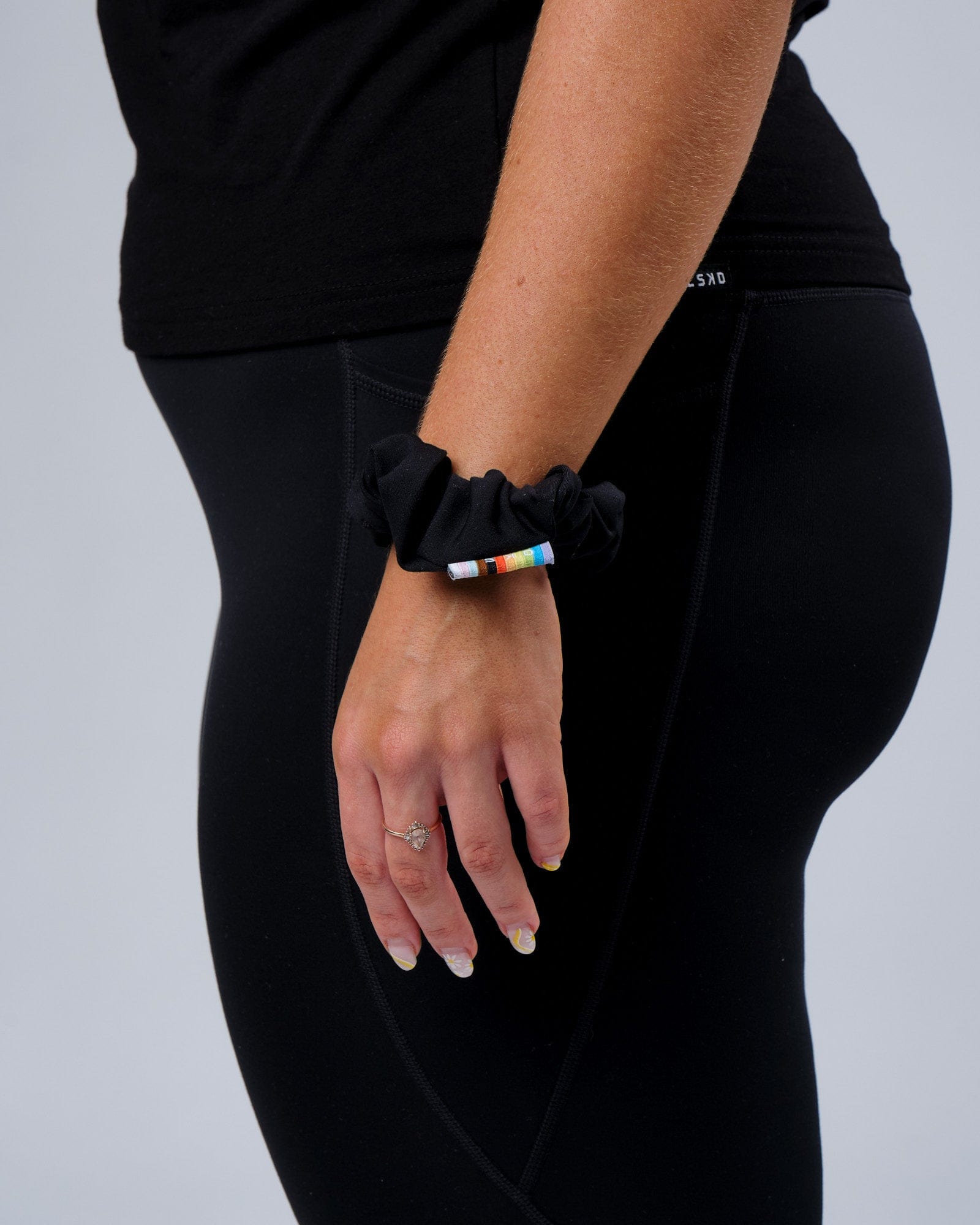 Model wearing Progress Scrunchie - Black