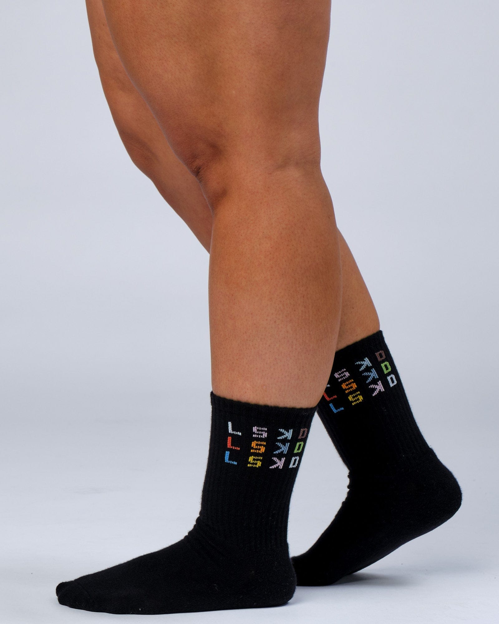 Model wearing Progress Crew Sock - Black
