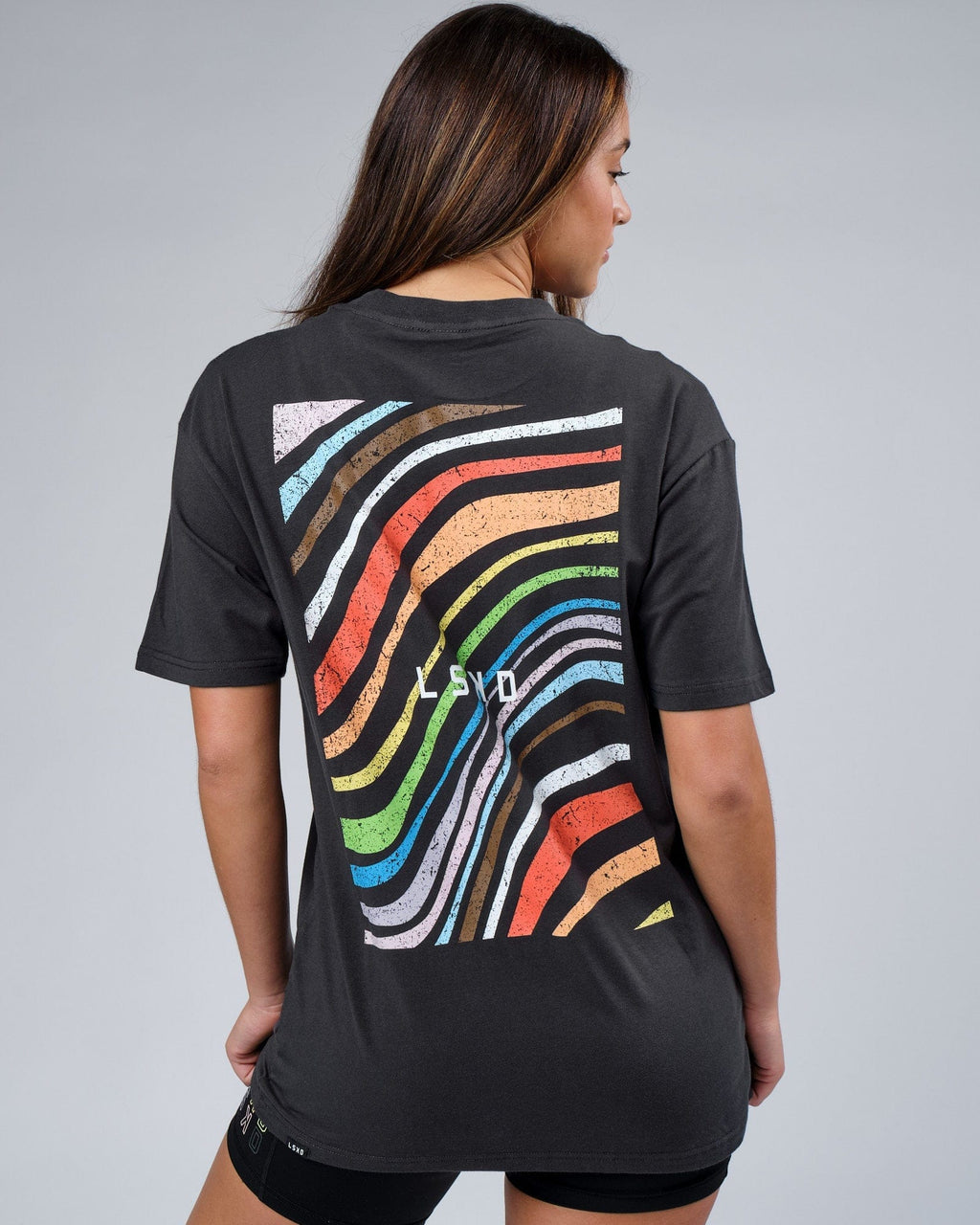 Model wearing Unisex Unity FLXCotton Tee Oversize - Pirate Black