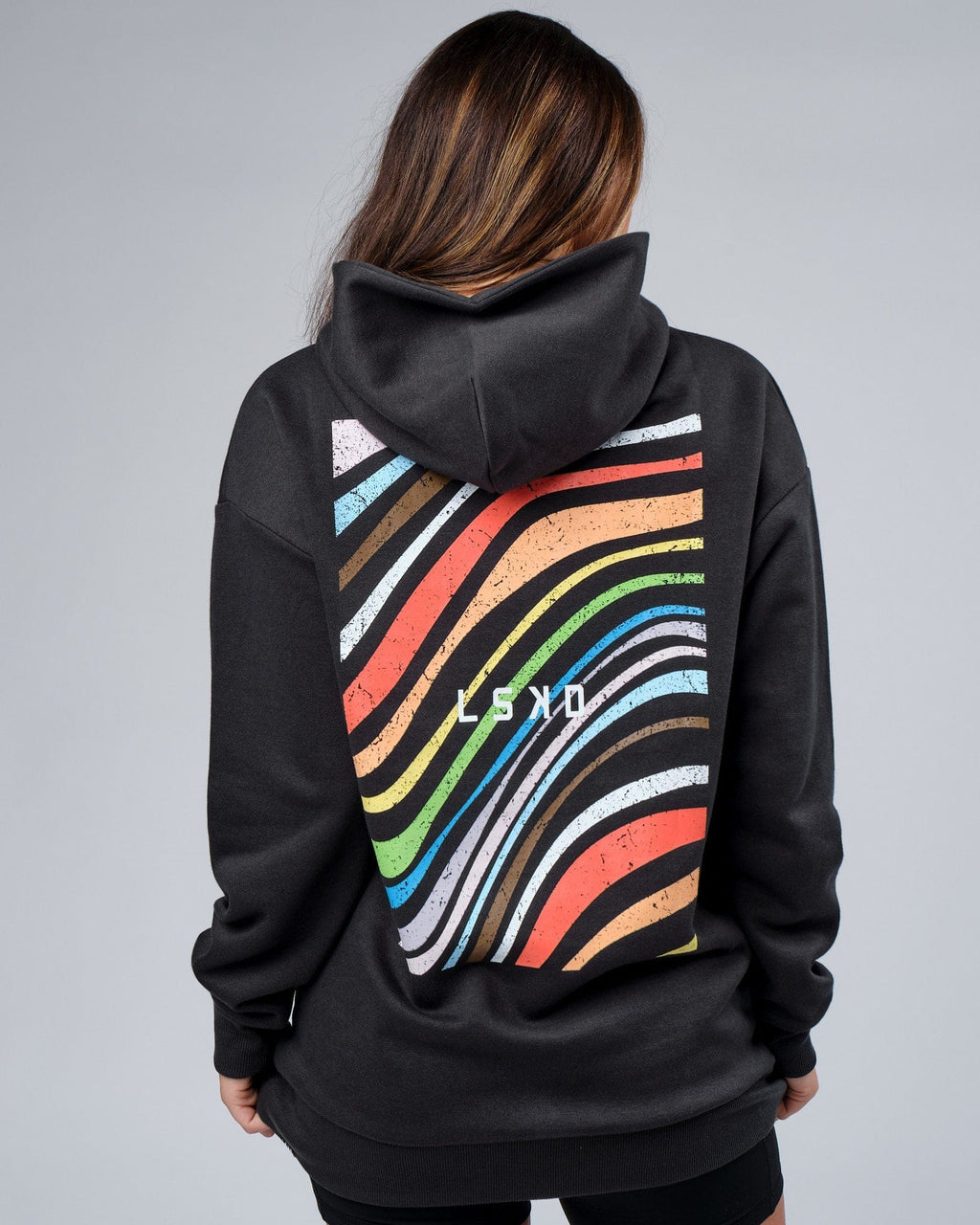 Model wearing Unisex Unity Hoodie Oversize - Pirate Black