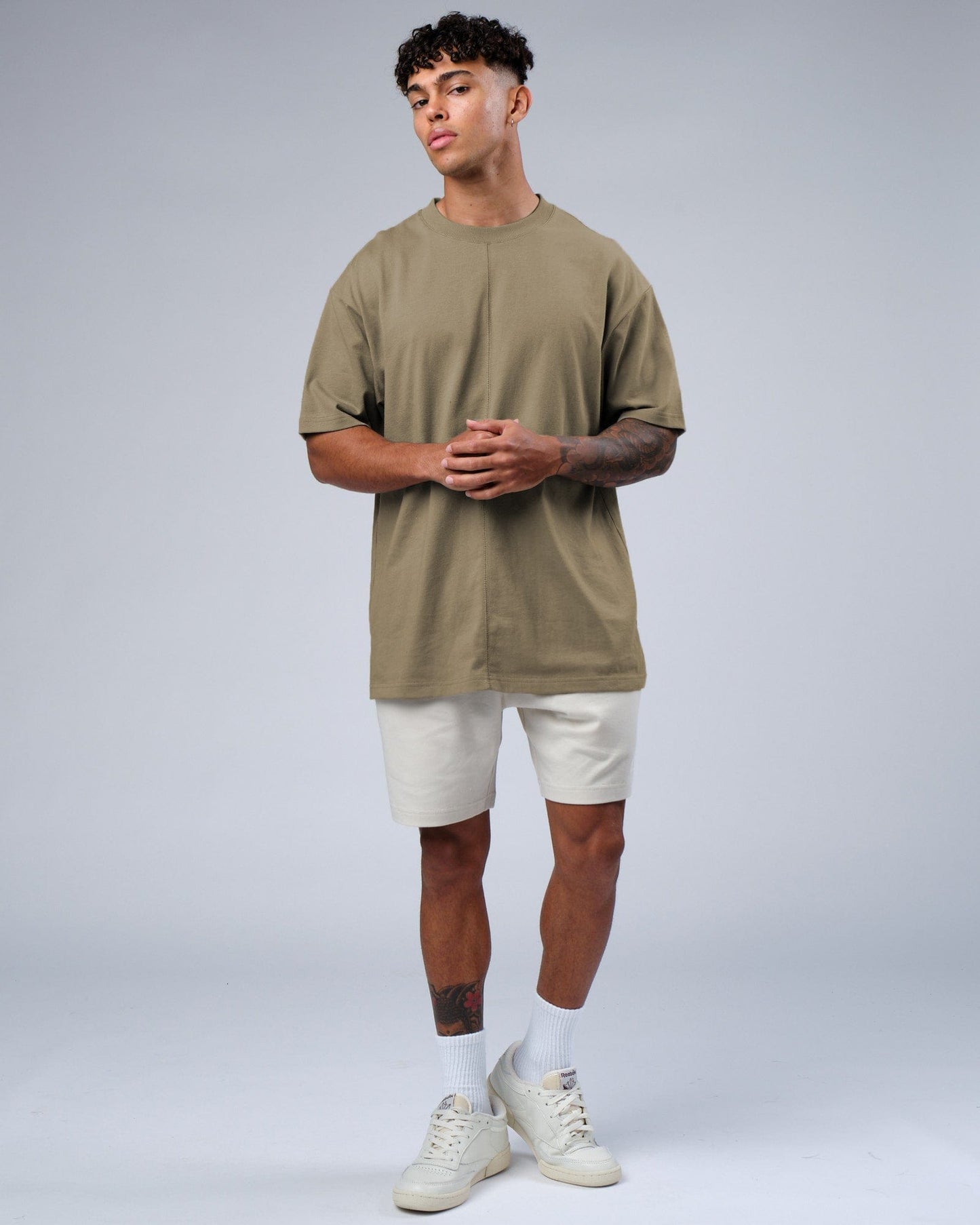 Model wearing Heavy Hitter Heavyweight Tee Oversize - Laurel Oak