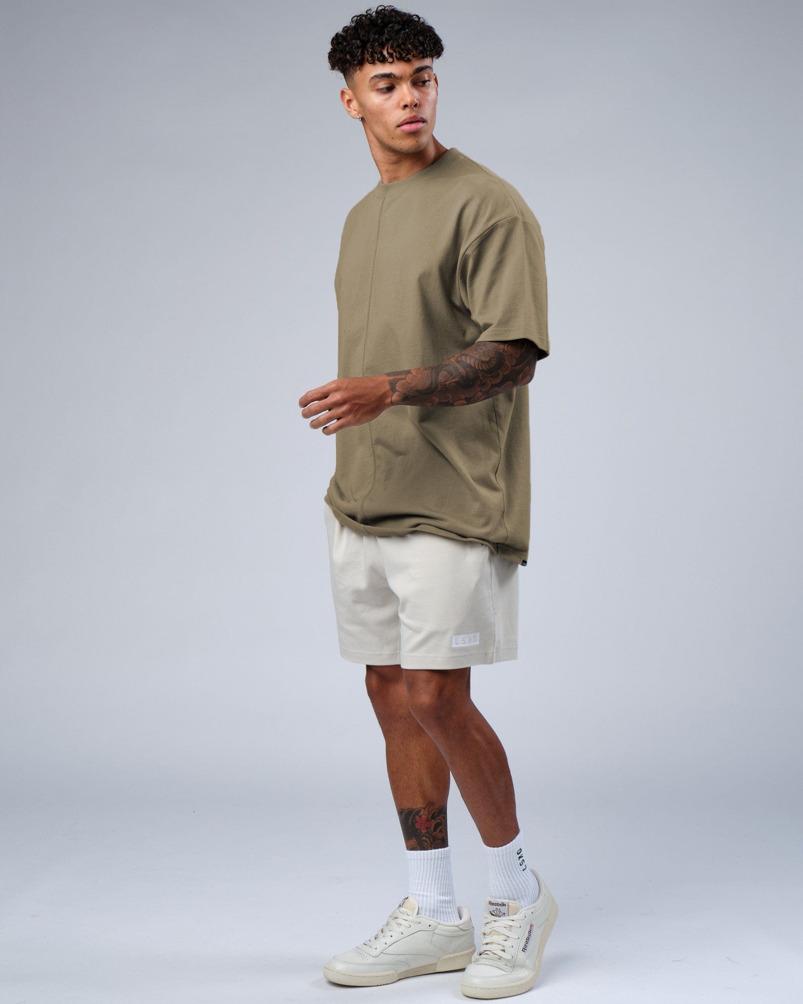 Model wearing Heavy Hitter Heavyweight Tee Oversize - Laurel Oak
