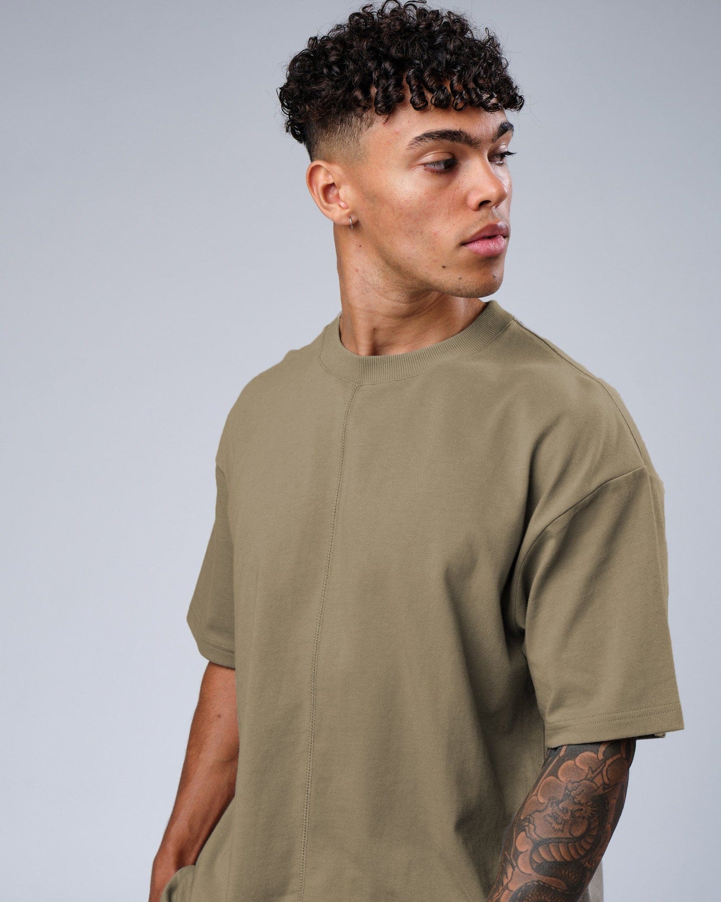 Model wearing Heavy Hitter Heavyweight Tee Oversize - Laurel Oak